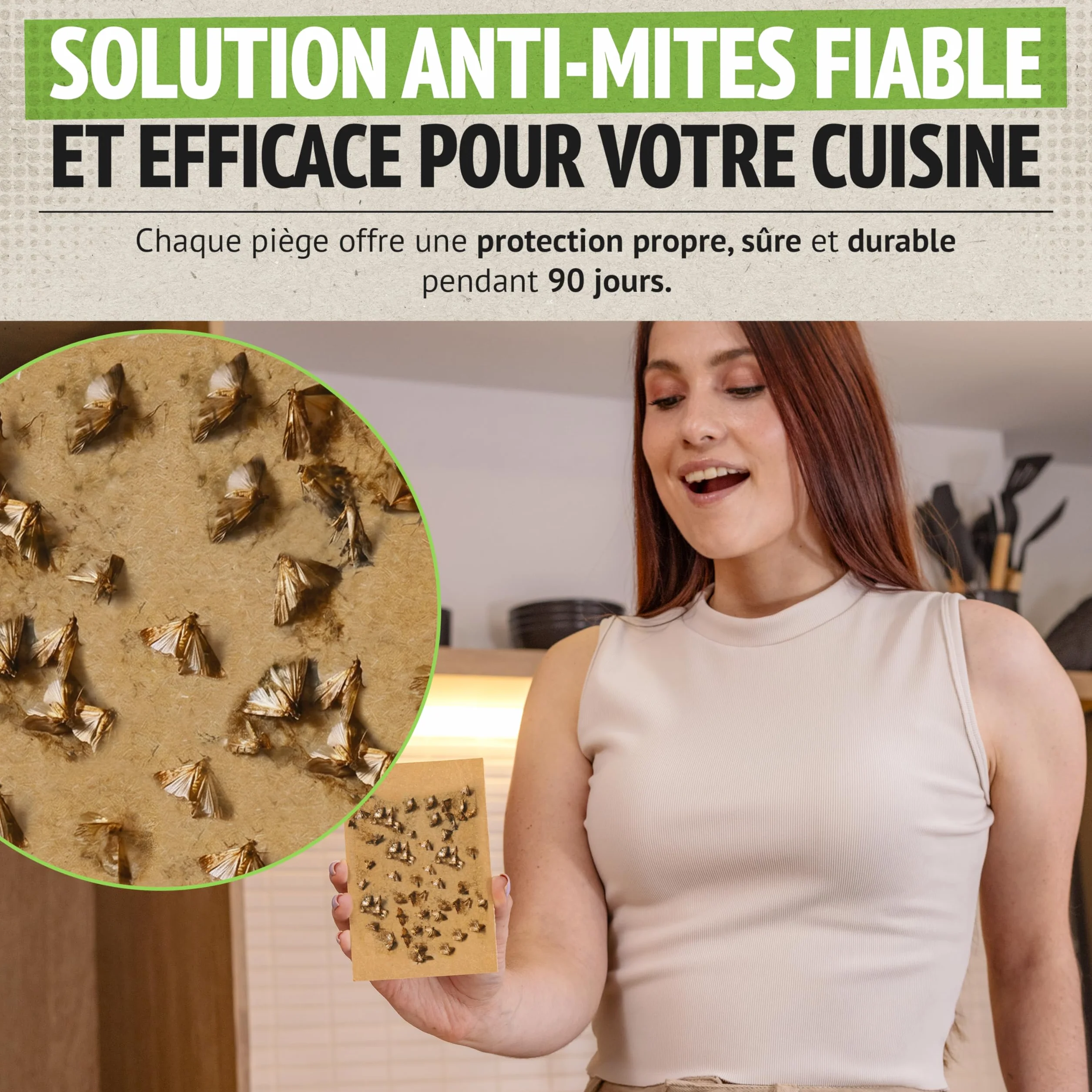 Super Ninja Anti Mites Alimentaires Pack de 4 Pièges avec Phéromone Attractif Cuisine Placards Protection 3 Mois