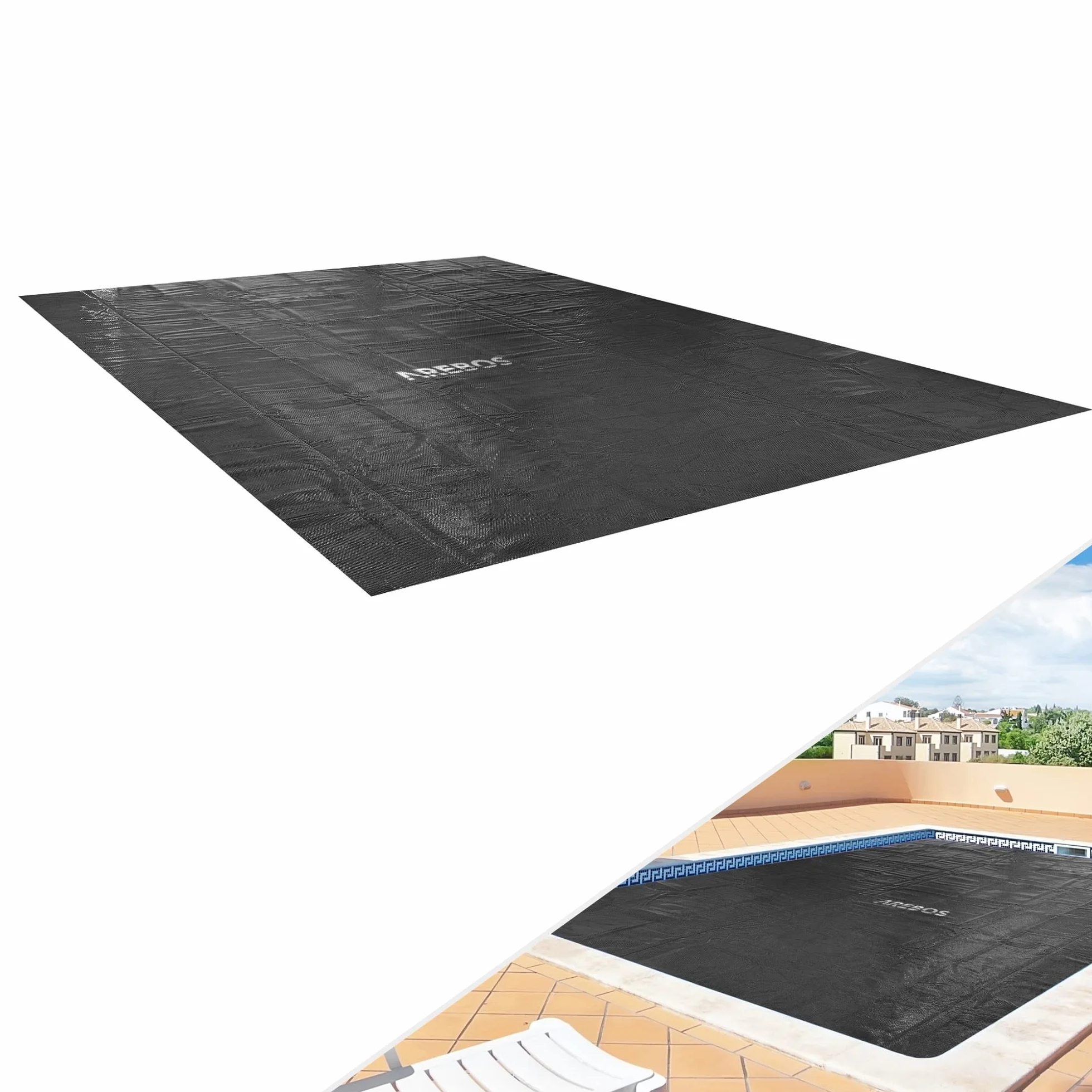 Arebos Bâche Solaire de Piscine 3 x 2 m Noire 120 µm Couverture Thermique