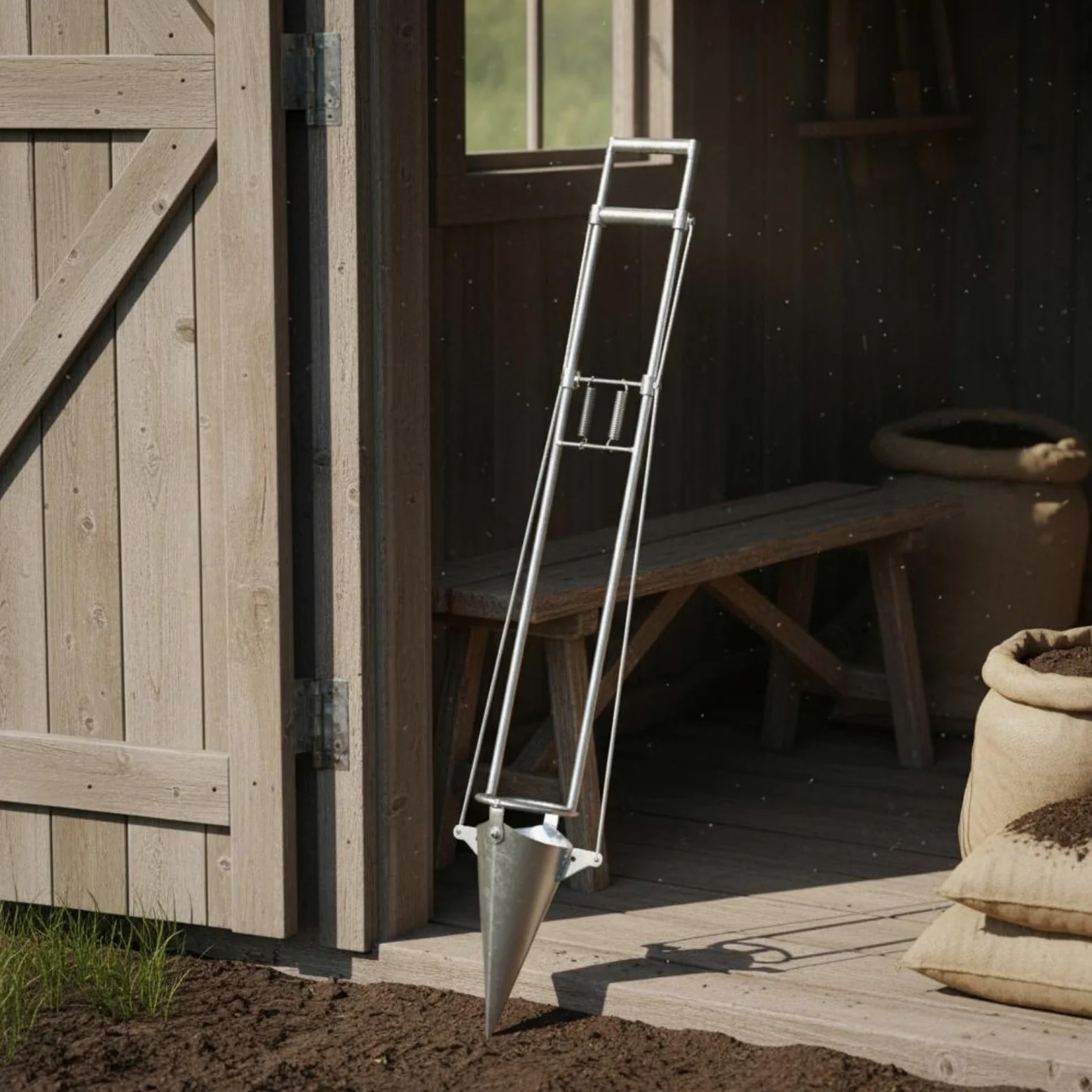 Handheld Seedling Planter Planteur de Transplantation Outil Manuel de Repiquage Replanteur à Main Planteur Longue Poignée Acier pour Améliorer Le, Standard