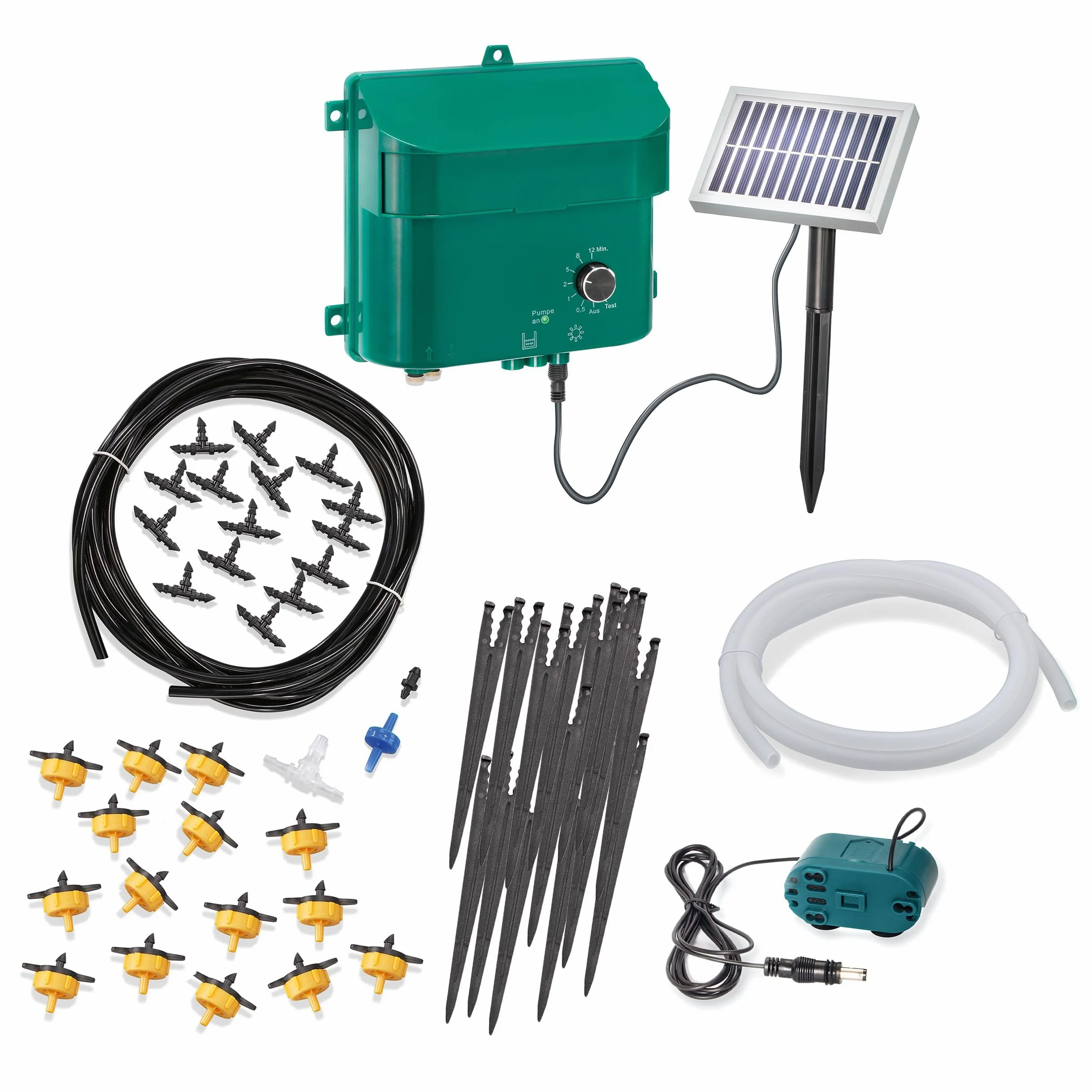 Esotec 101100 Kit complet d'arrosage/Système d'irrigation solaire complet avec 15 goutte-à-goutte