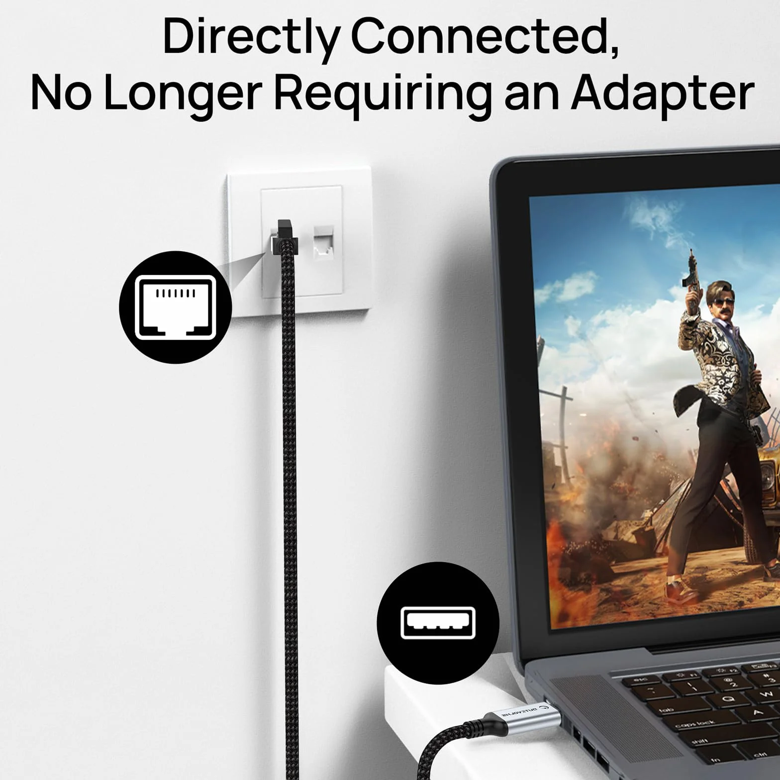 Câble USB vers Ethernet 5m USB-A 3.0 Mâle RJ45 Mâle Nylon 1 Gbit Transfert Données Gigabit