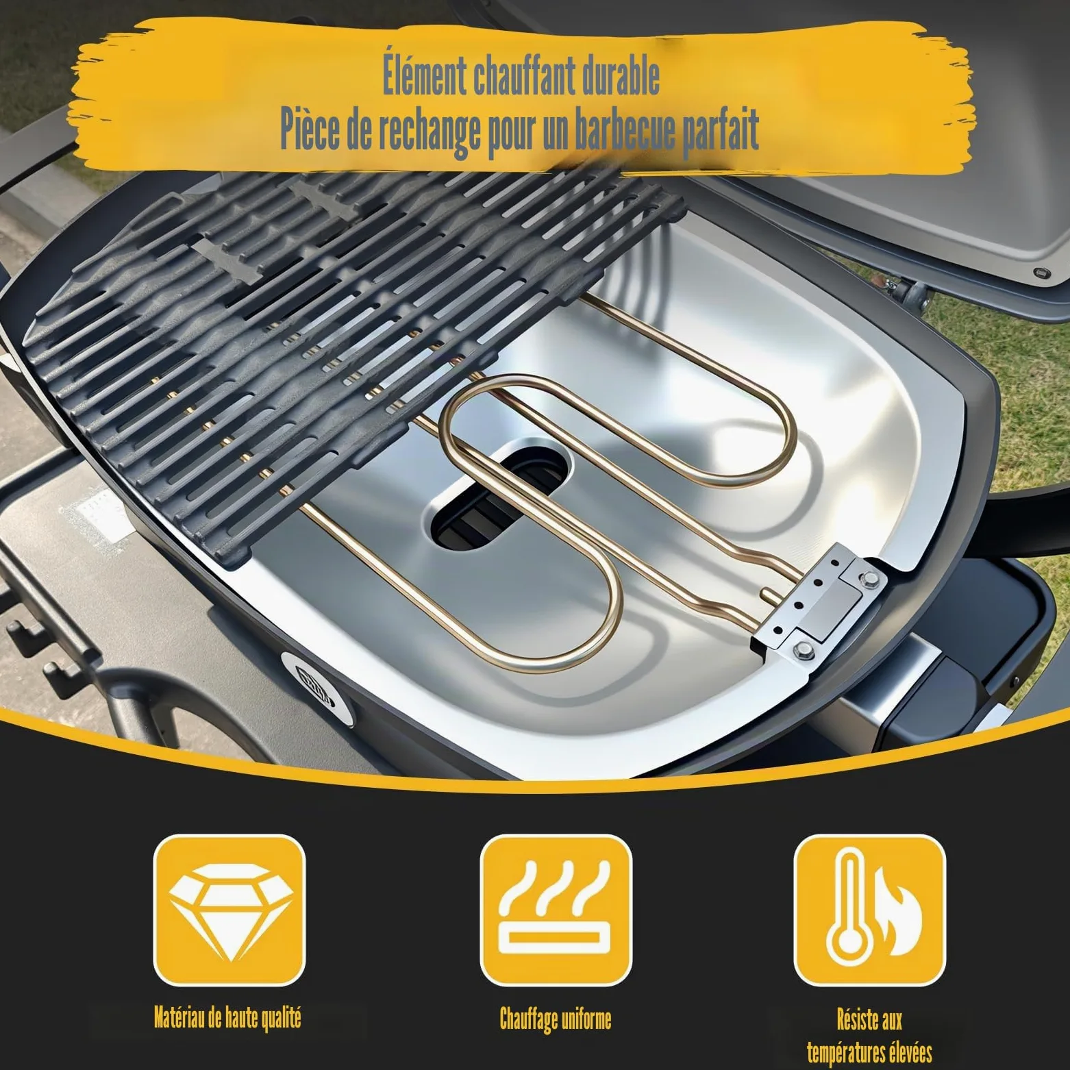GFTIME Élément Chauffant de Rechange pour Weber Q240, Q2400 Barbecue électrique, Compatible pour Weber 55020001, élément Chauffant 2200 W, Acier Inoxydable, Spirale chauffante 230 V