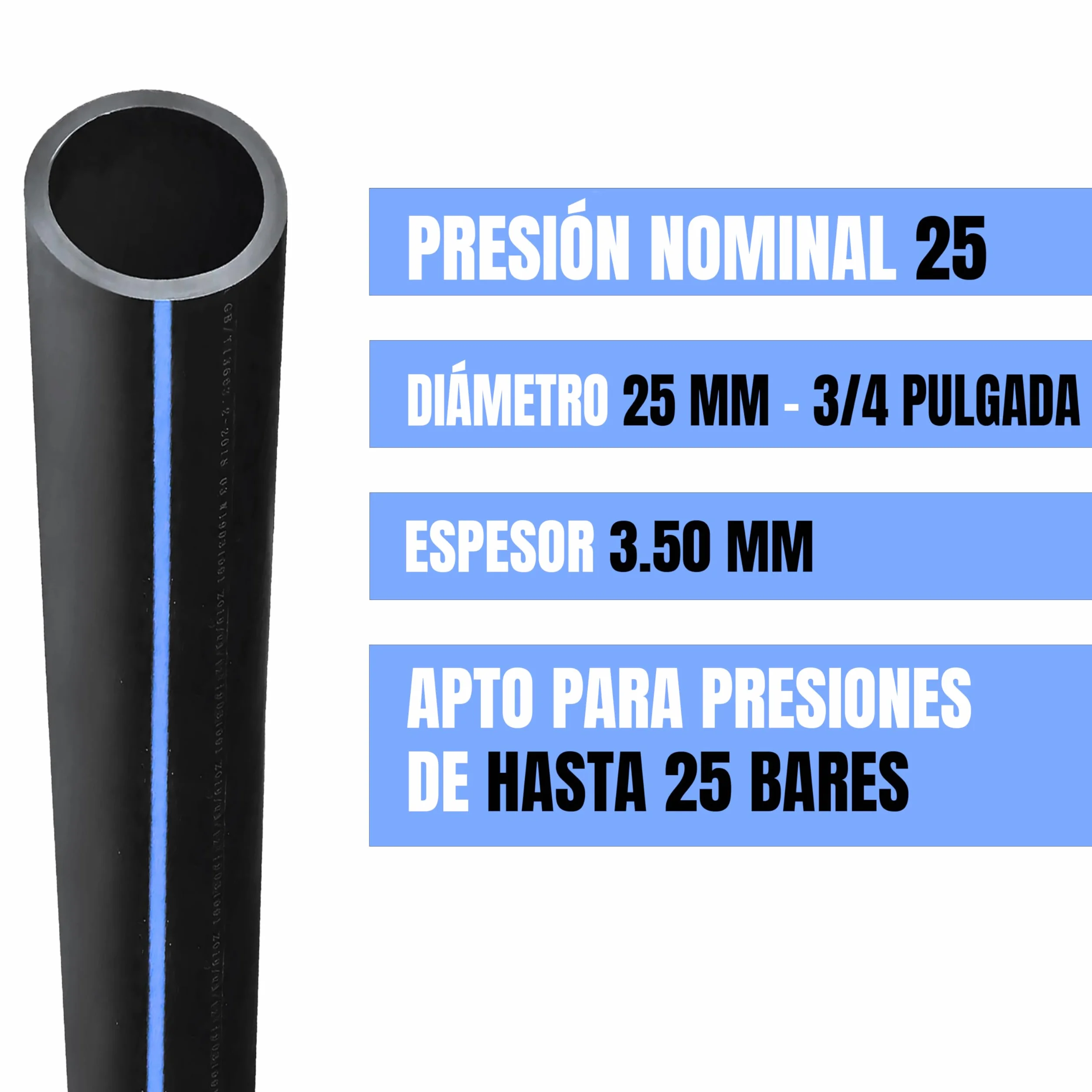 ESTO Tuyau d'irrigation 25 PN 100 mètres ⌀ 25mm, Tuyau d'eau jardin polyéthylène haute densité, Irrigation haute pression
