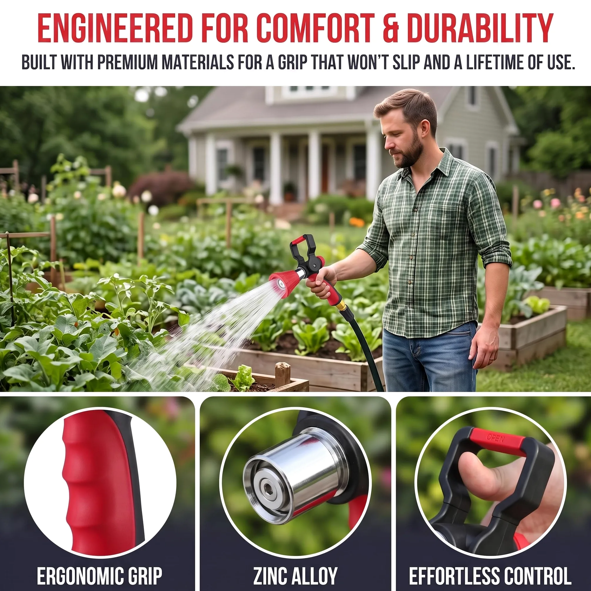 Pistolet Arrosage Jardin, Lance Arrosage Jardin Haute Pression, Pistolet Arrosage Haute Pression en Alliage de Zinc, pour Jardin, Lavage Voiture et Plantes