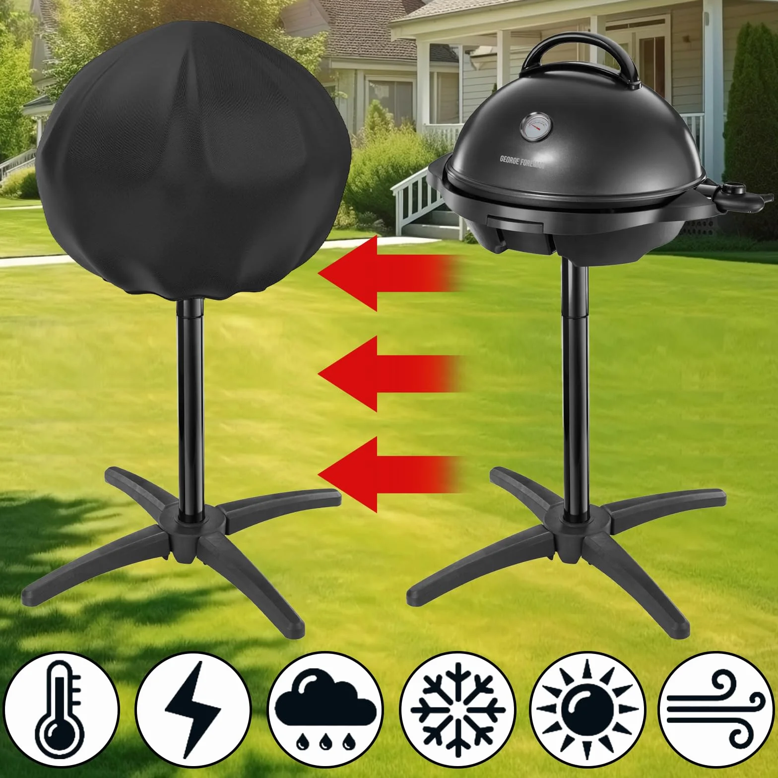 Housse de Barbecue Imperméable Protection Gril UV 50cm SYCK-G045
