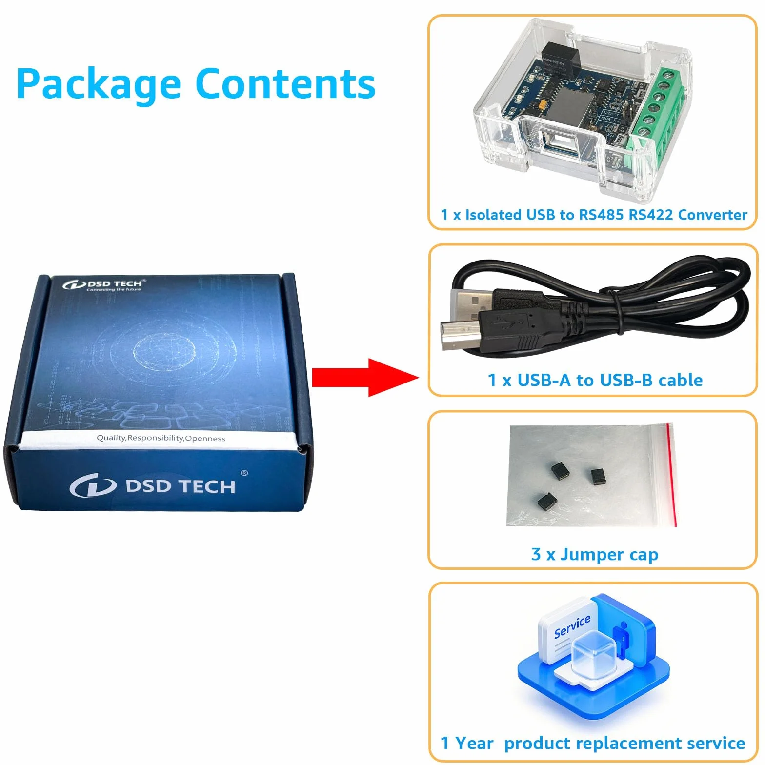 DSD TECH SH-U11F Convertisseur USB vers RS485 RS422 FTDI intégré