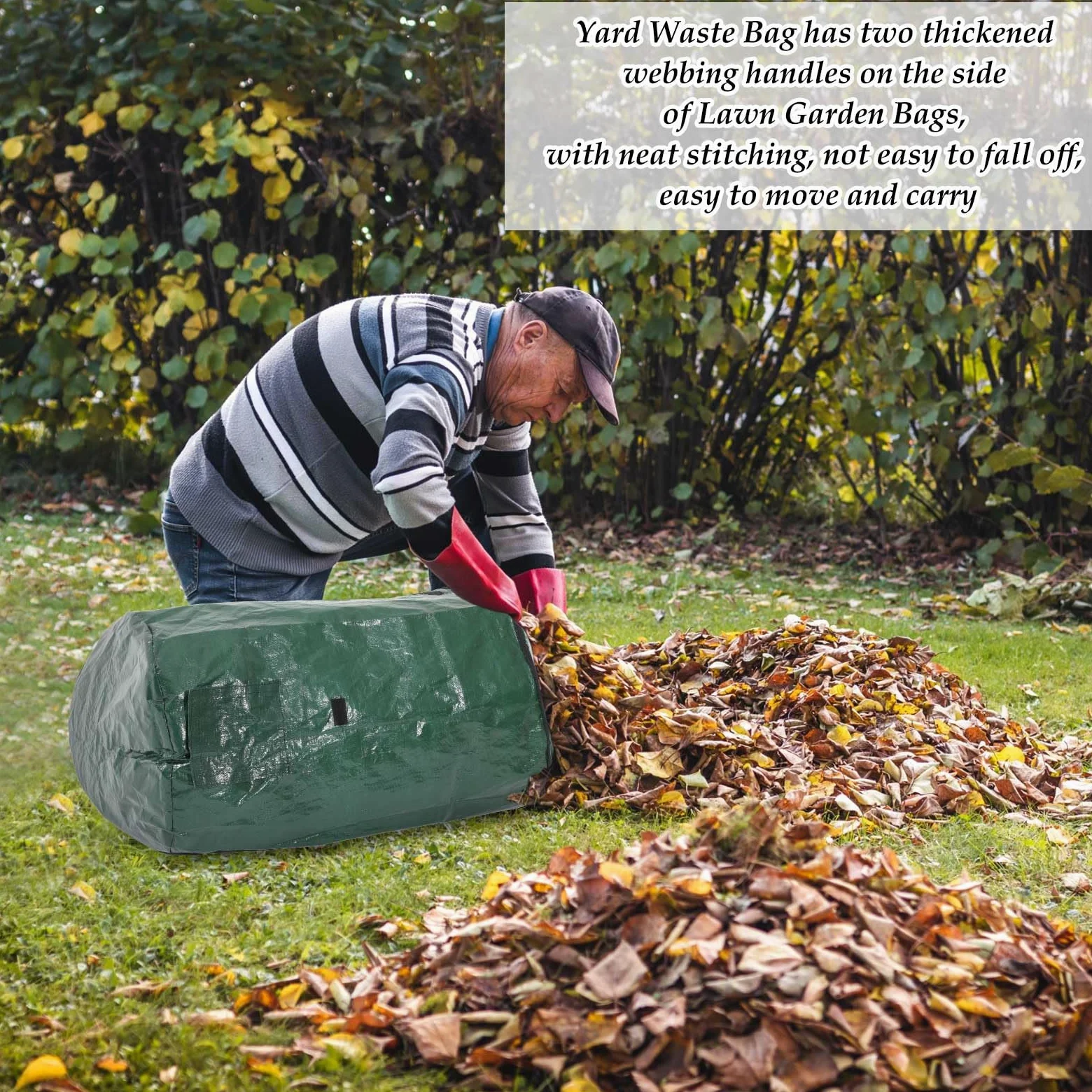 Berlune Lot de 6 sacs à déchets de jardin réutilisables avec couvercle et poignées - Très grands sacs de pelouse pour ramasser les feuilles - Conteneur de déchets de jardin très résistants pour débris