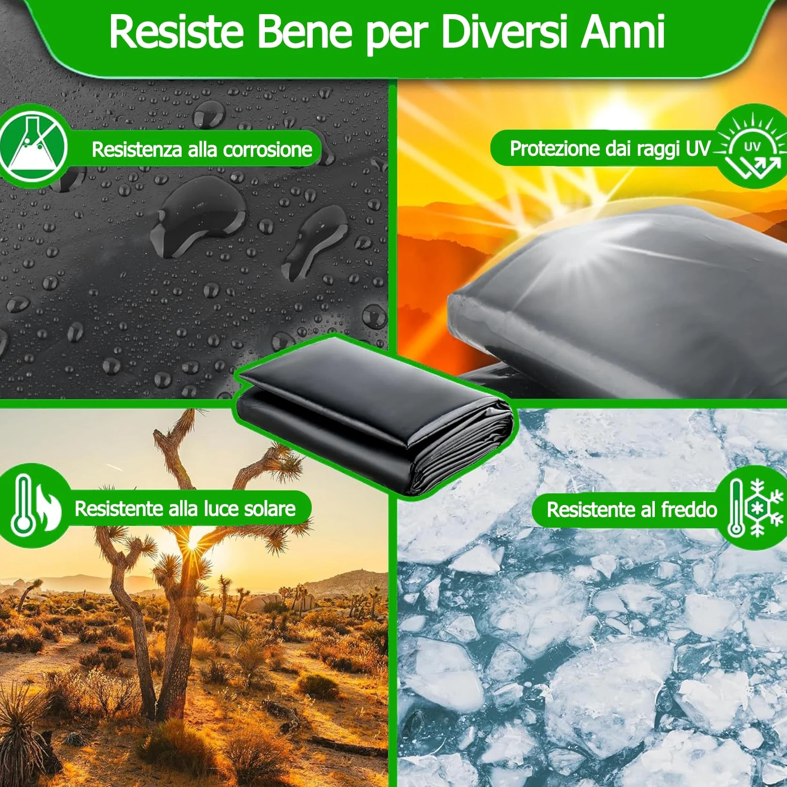Bâche de Bassin en PEHD 10 x 11 m, Membrane Flexible et résistante pour Piscine de Jardin, Couverture indéchirable pour bassins, Jeux d'eau et fontaines, idéale pour Les Grands Jardins.
