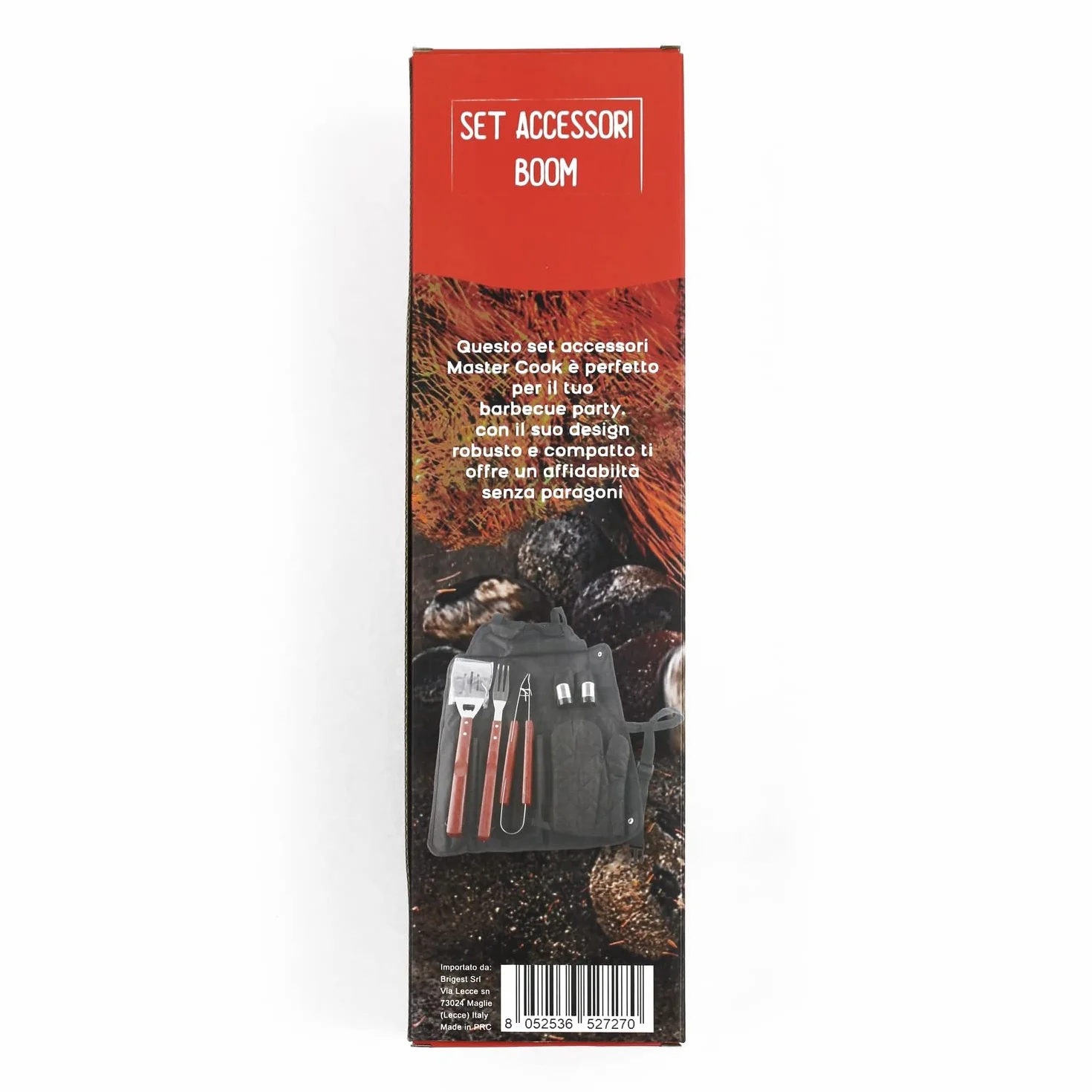 MasterCook Kit d'accessoires BBQ Professionnels en Acier avec Pince, Fourche, Spatule et Gant