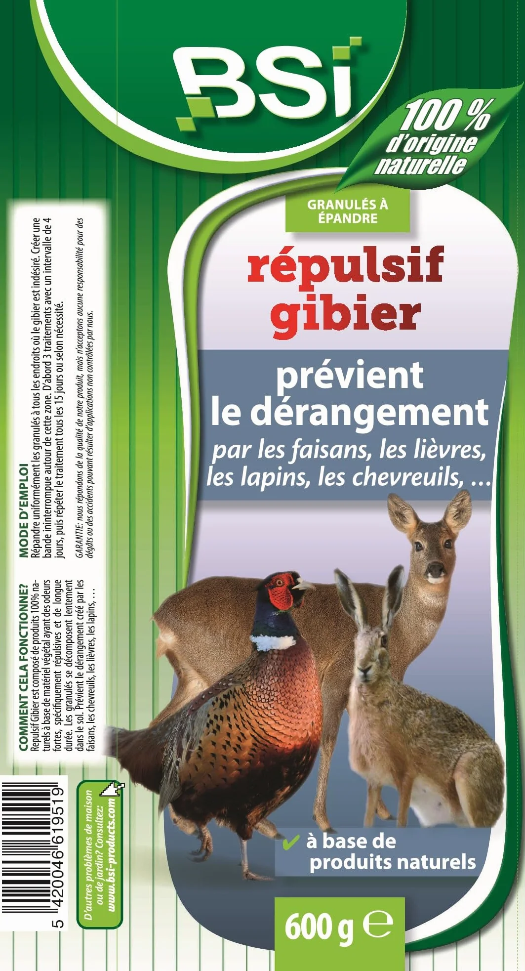 Répulsif Gibier Granulés 600 g Prêt à l'Emploi Base Végétale