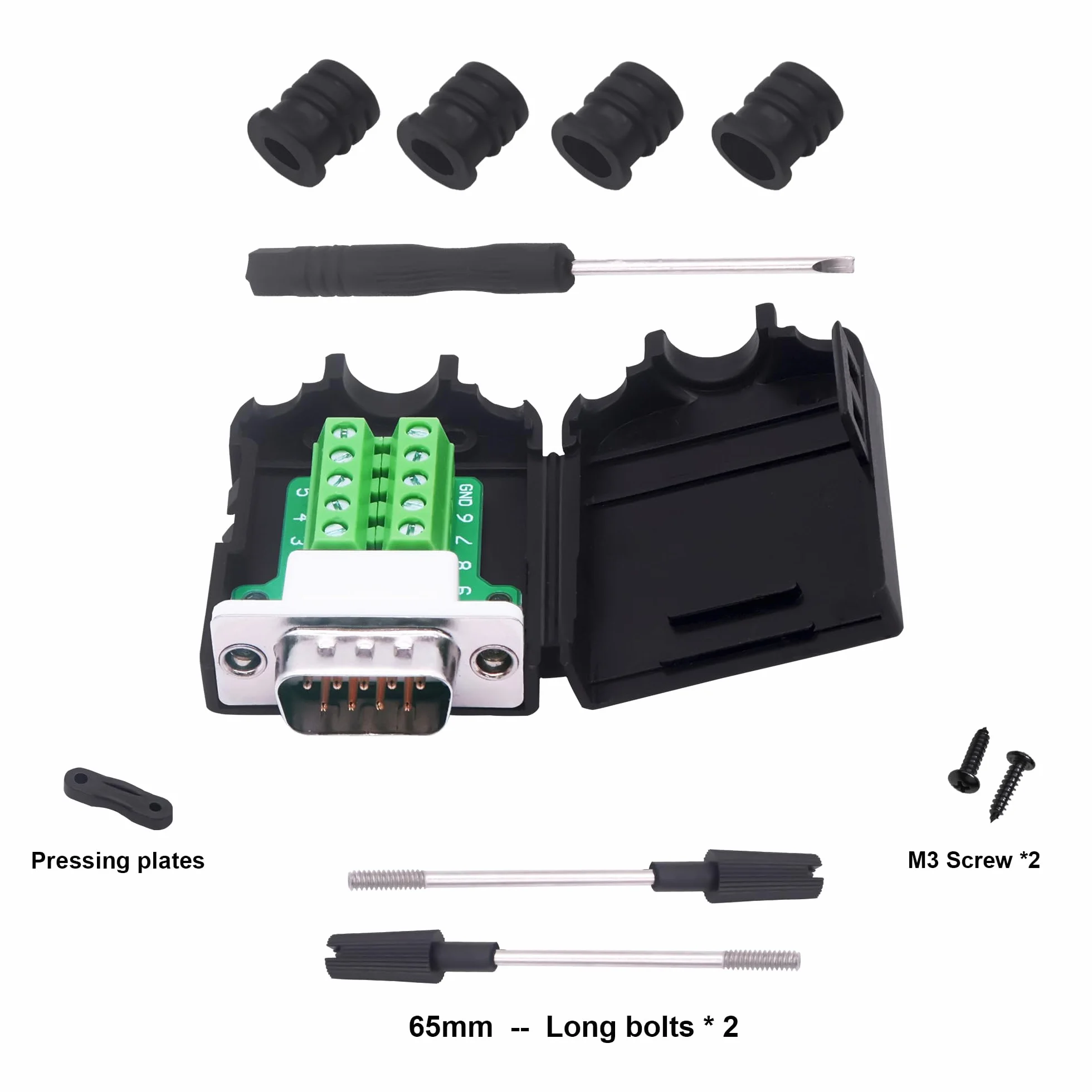 Lot de 2 connecteurs DB9 RS232 D-SUB sans soudure 9 broches