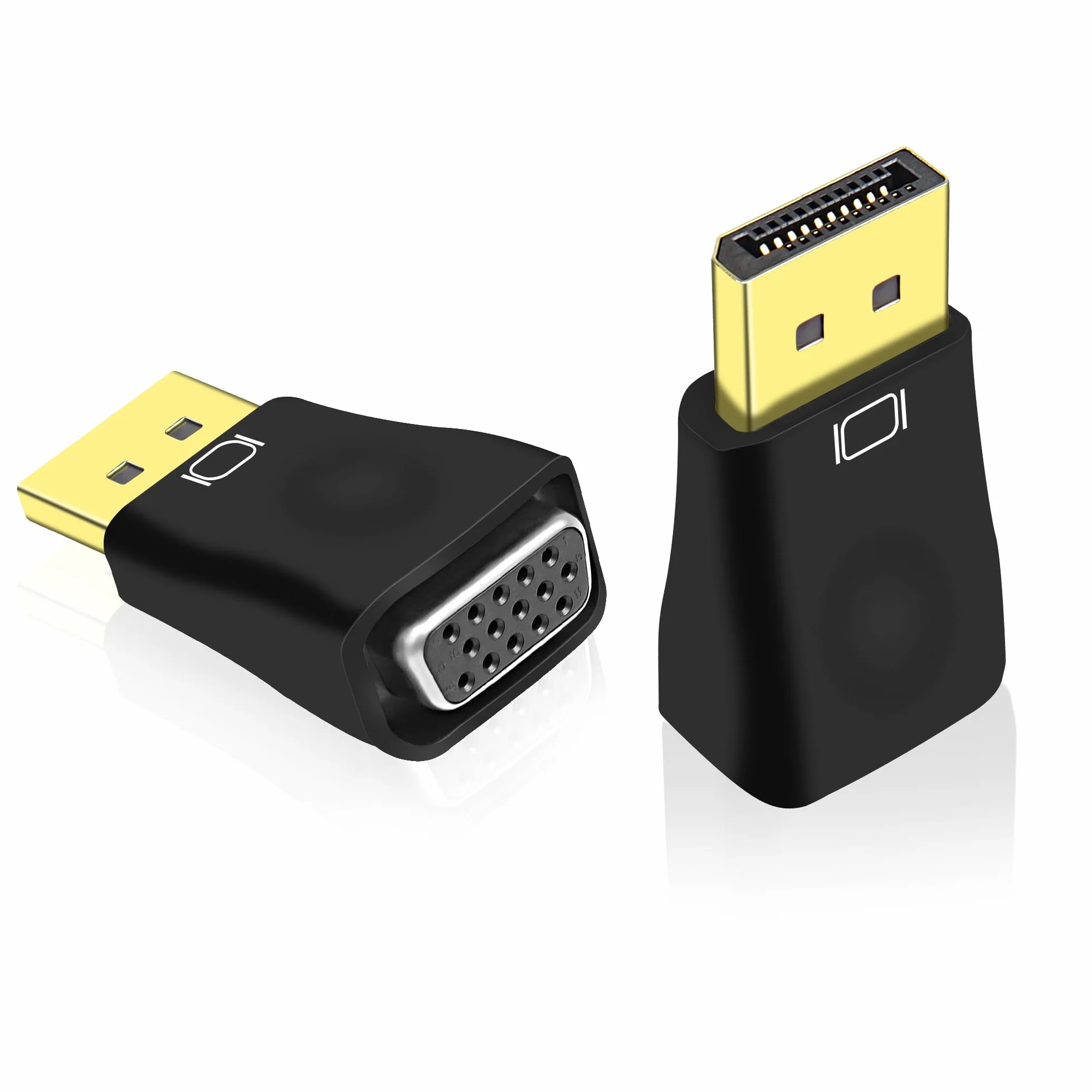 MEIRIYFA Lot de 2 adaptateurs DisplayPort DP vers VGA femelle 1080P noir
