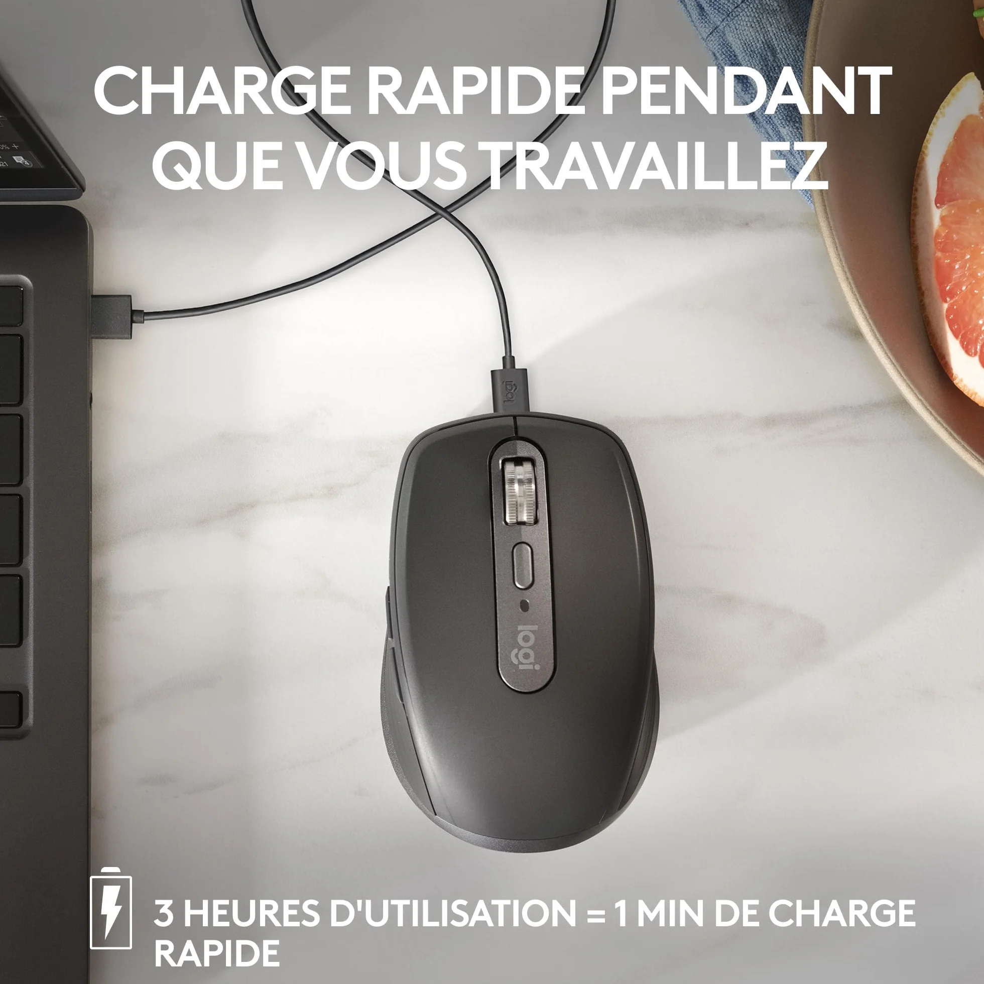 Logitech MX Anywhere 3S Souris Sans Fil Silencieuse, 8K DPI, USB-C, Bluetooth, Graphite