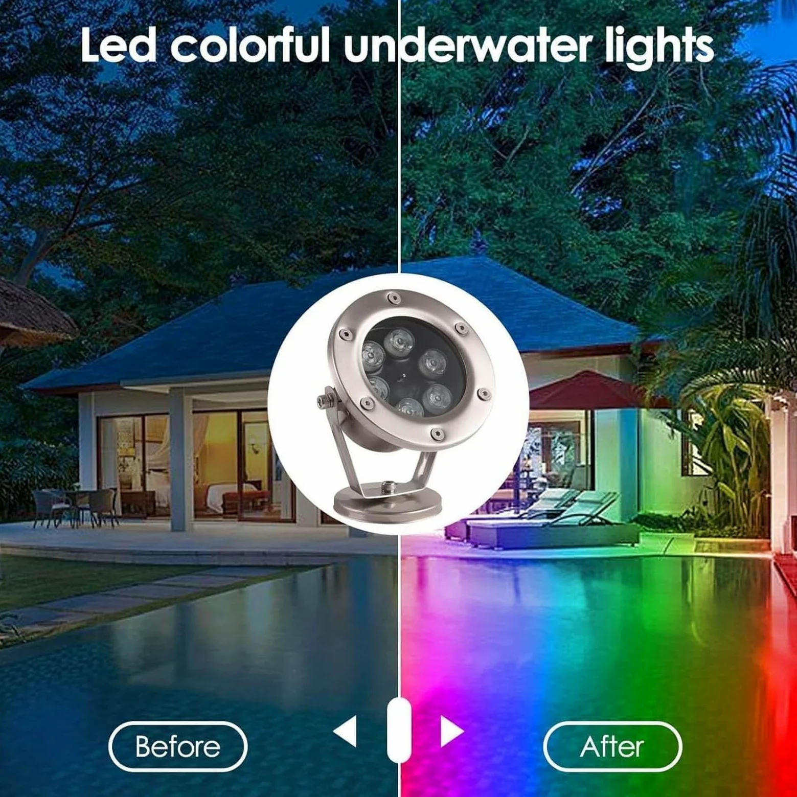 Éclairage LED Subaquatique – Lampe LED 12/24 V pour Fontaine, Projecteur Submersible pour Bassin, Étanchéité IP68, Éclairage pour Jardin, Pelouse Et Rocaille(RGB(AC 24v),15w)