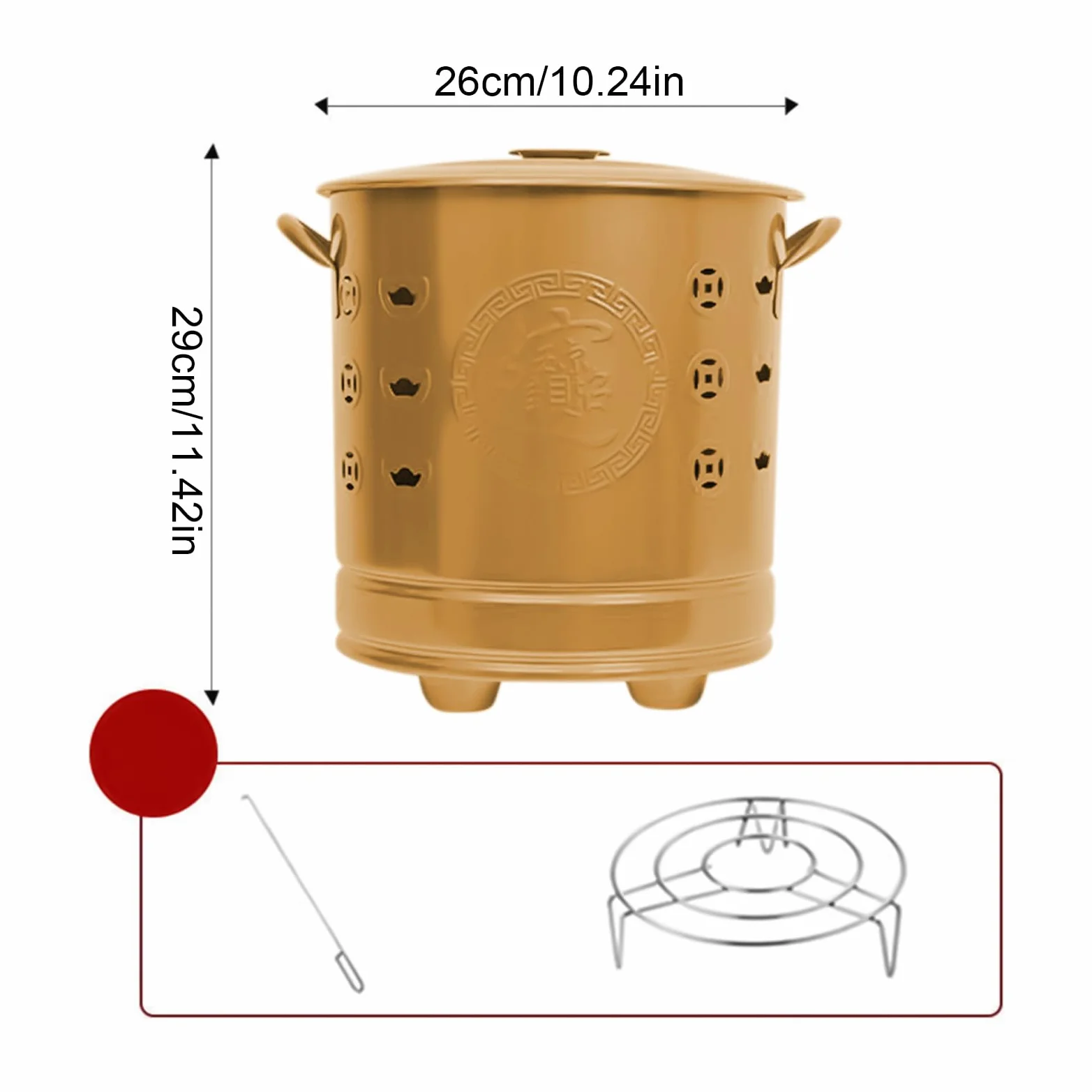 Brasero en métal avec couvercle - Brasero d'extérieur pour poubelle, cour, jardin, terrasse, camping