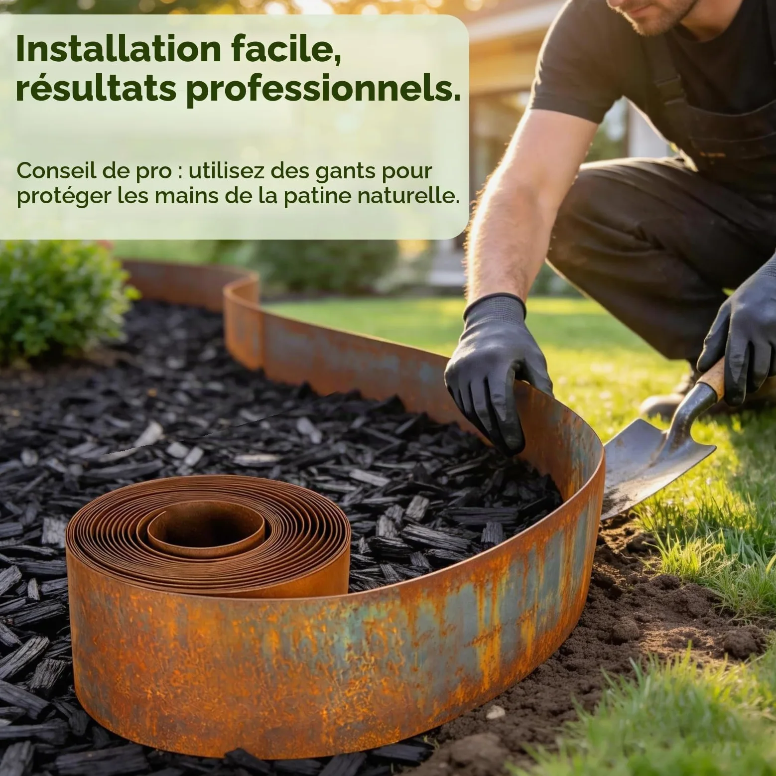 Bordure de pelouse en Acier Corten - 10 m de Long - en métal, 15 cm de Haut