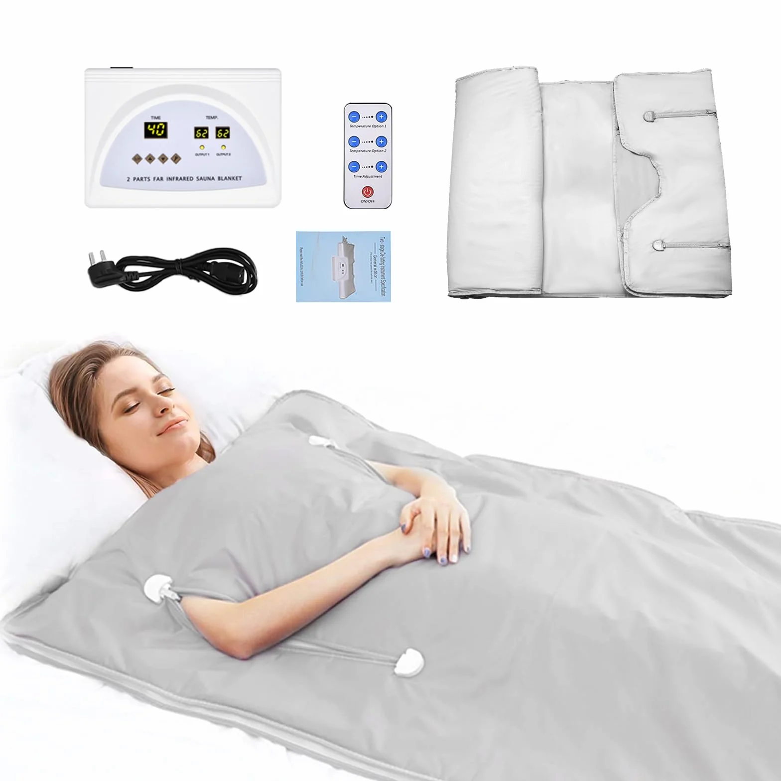 Couverture Sauna Infrarouge 650 W Oxford avec Fermetures éclair et Télécommande