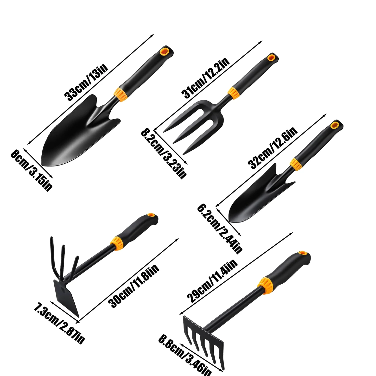 Pelle de Jardinage 5 Pièces Petites Pelles de Jardin | Set d'Outils avec Transplantoir pour Repiquage Culture Potager surélevé Jardin Extérieur Intérieur Pelouse Aménagement