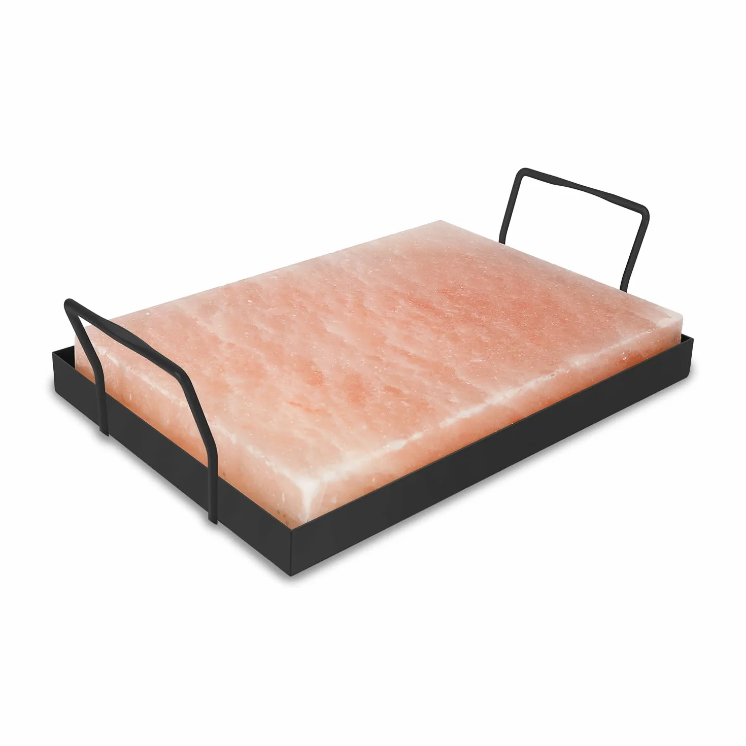 Pierre de sel XXL pour griller 20 x 30 x 3 cm avec plaque de fer réutilisable