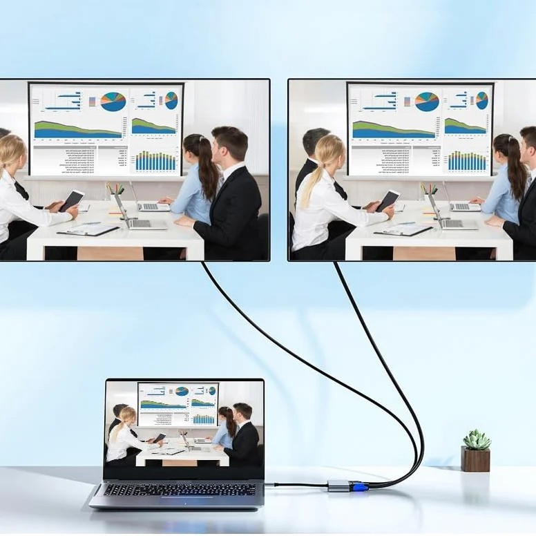 Adaptateur VGA vers HDMI 2 en 1 avec convertisseur audio 3,5 mm pour projecteur