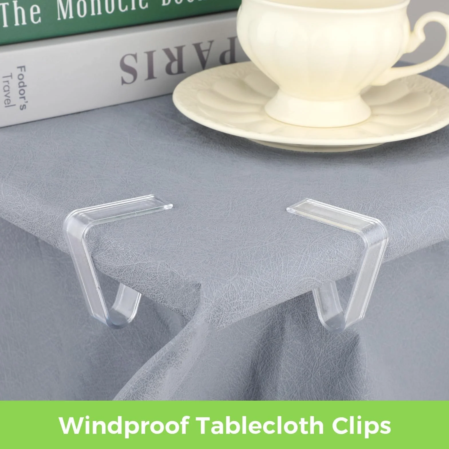 Pince à Nappe en Plastique Transparent 12pces, Attache Nappe pour Tables 3,5-5,5 cm, Accroche Nappe Extérieur