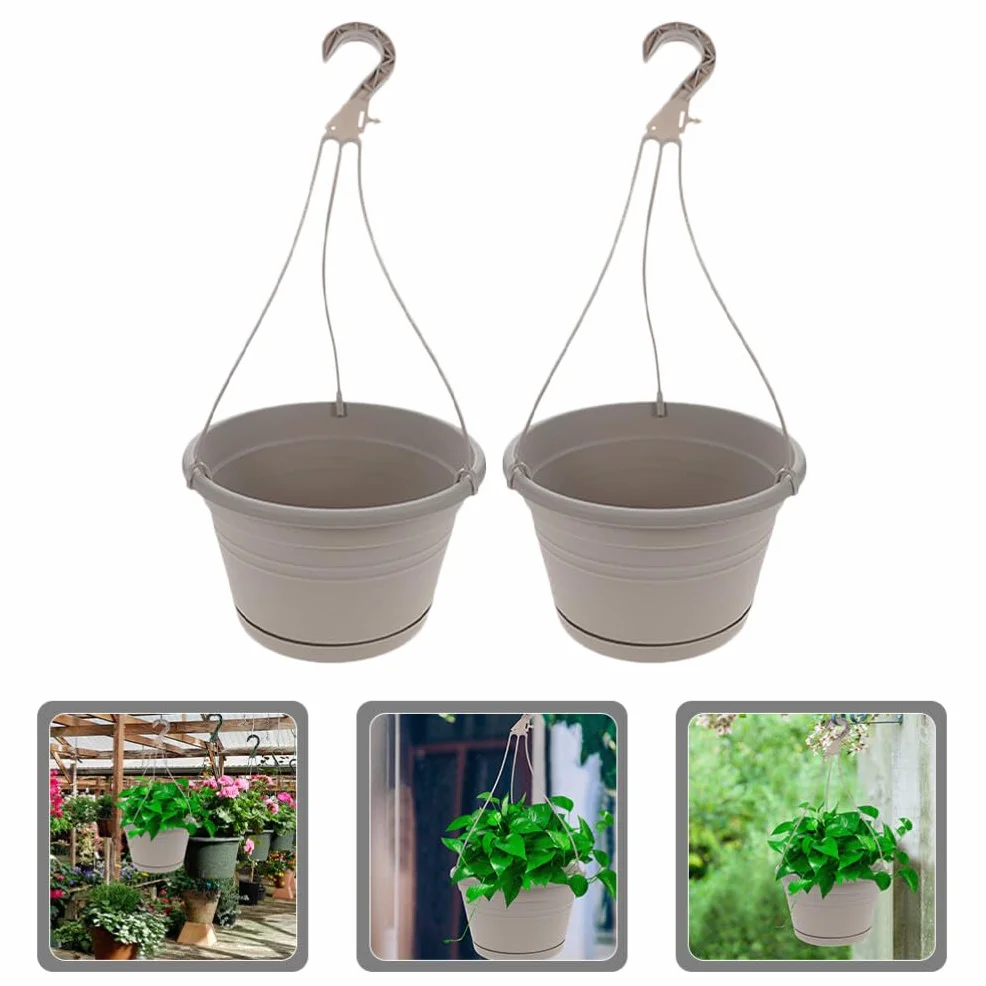 Yardwe 2 Suspendus Pots de Fleur Plastique Intérieur Extérieur Jardin Balcon Terrasse