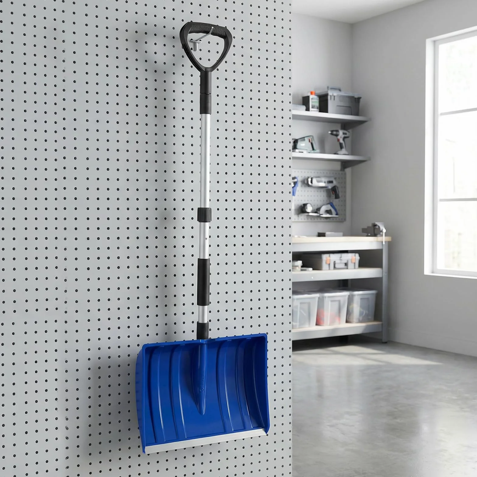 COSTWAY Pelle à Neige Portable, Outil de Déneigement Léger avec Lame Large et Bande en Aluminium, Grattoir à Glace pour Voiture (Bleu)