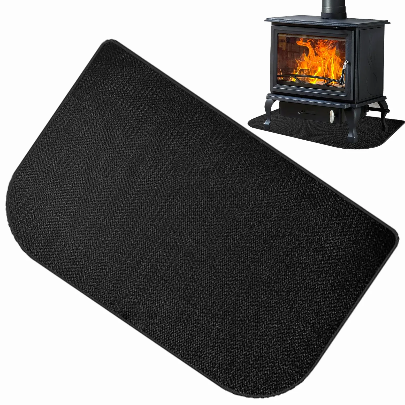 Tapis de Cheminée Antidérapant Résistant à la Flamme | Protecteur de Sol Intérieur pour Poêle à Bois pour Maison Appartement Salle de Classe Salon Camping Barbecue Feu de Camp