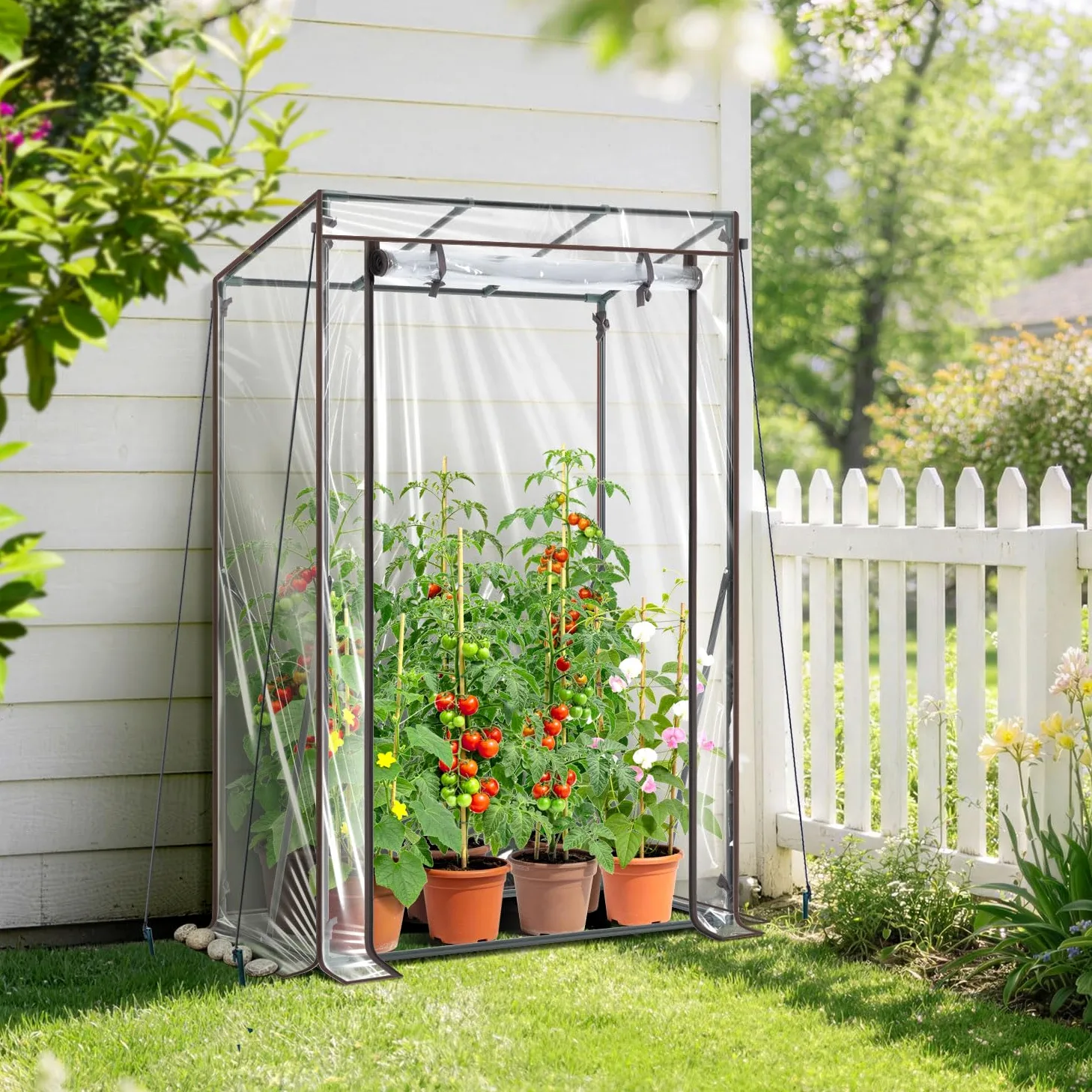 Ohuhu Petite serre en film plastique de qualité supérieure - Pour balcon, serre à tomates - Serre pour balcon - Tente d'hivernage pour plantes - Stable - Résistant à l'hiver - PVC - 100 x 50 x 152 cm