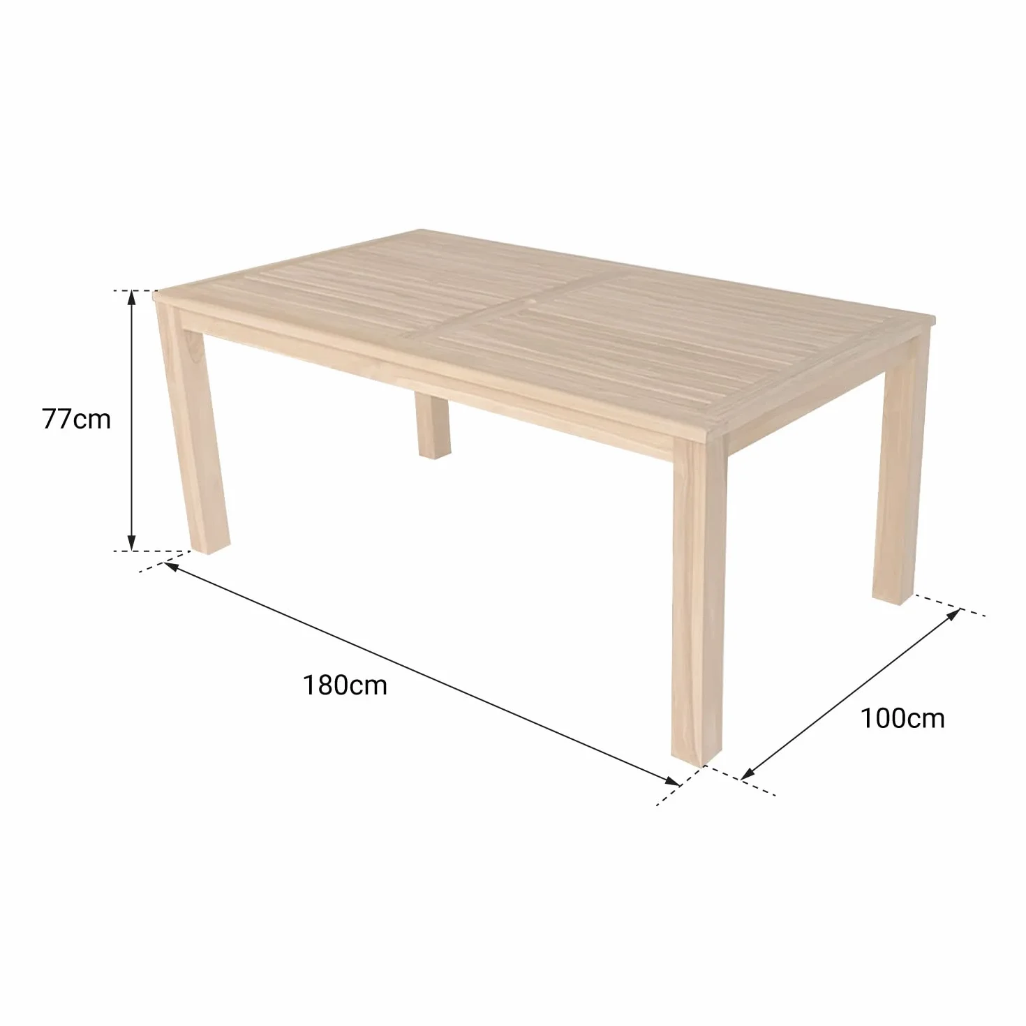 Table de Jardin rectangulaire 180 cm Teck Java 6 Places