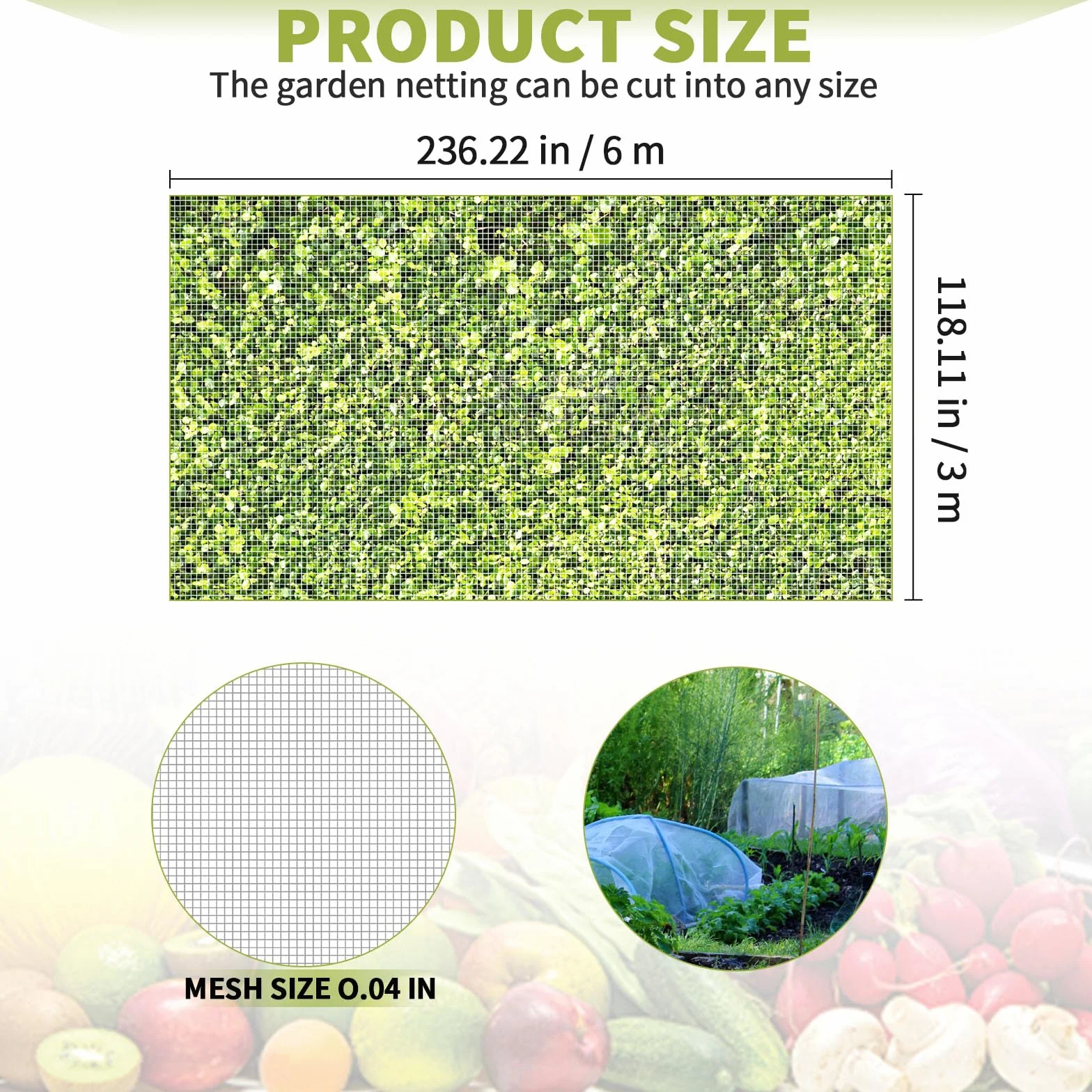 Filet à légumes de Jardin 3 x 6 m - Filet de Protection Contre Les Insectes pour Plantes et Légumes