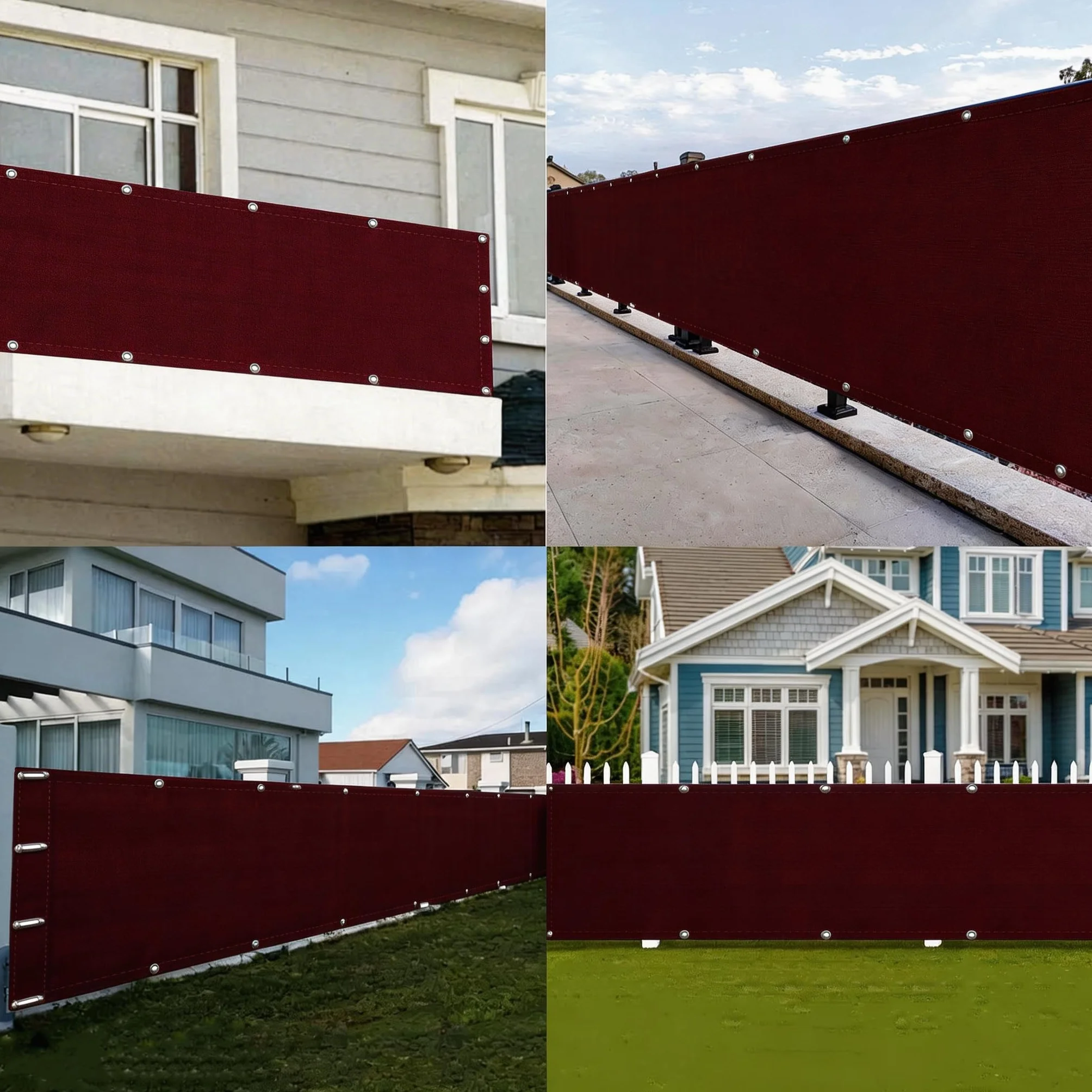 Bâche de Balcon Brise-Vue Imperméable Protection UV 90 x 320 cm Vin Rouge