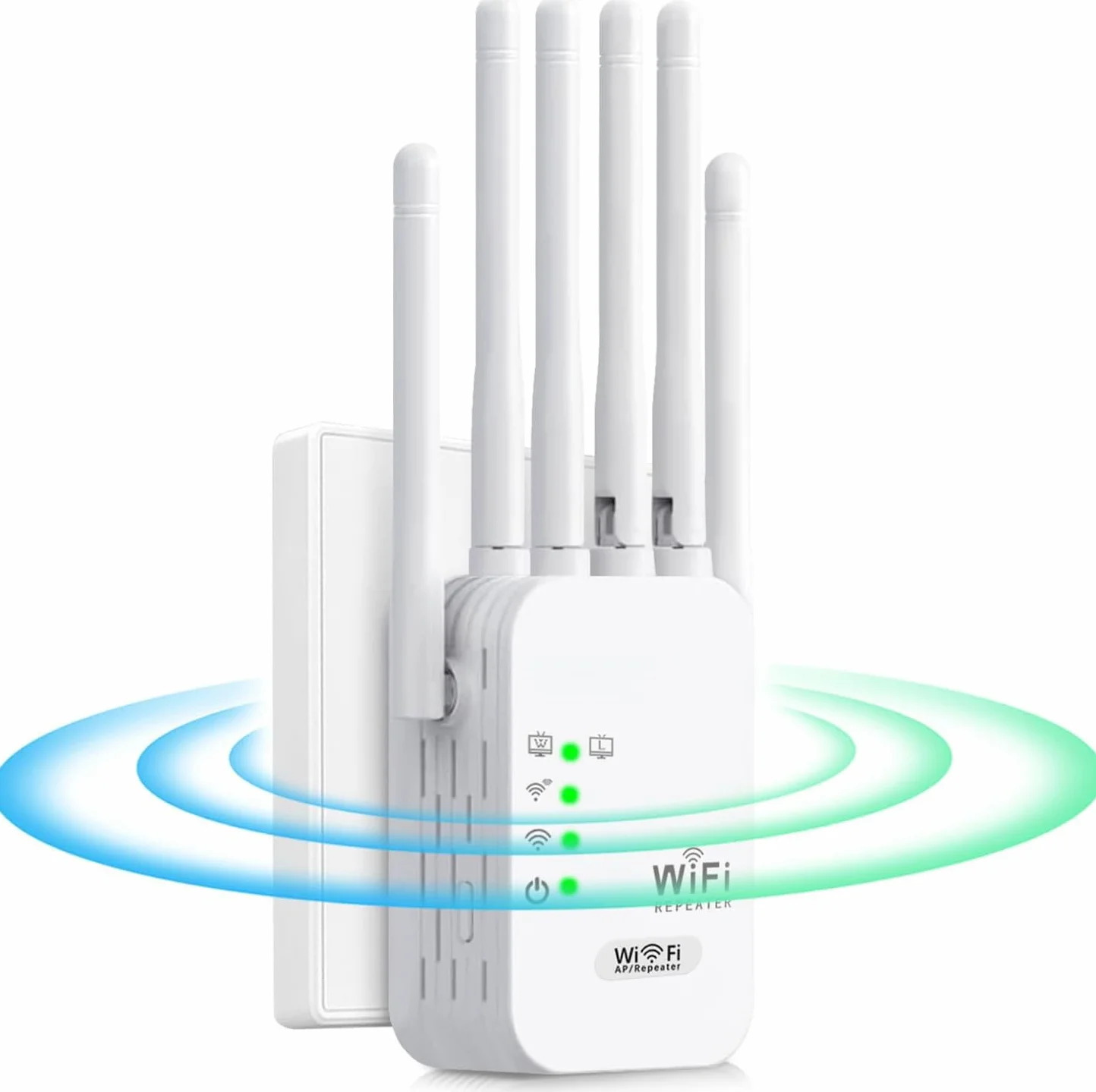 Répéteur WiFi 1200 Mbps Amplificateur WiFi Double Bande 5 GHz & 2,4 GHz avec WPS 6 Antennes 2 Ports Gigabit Ethernet