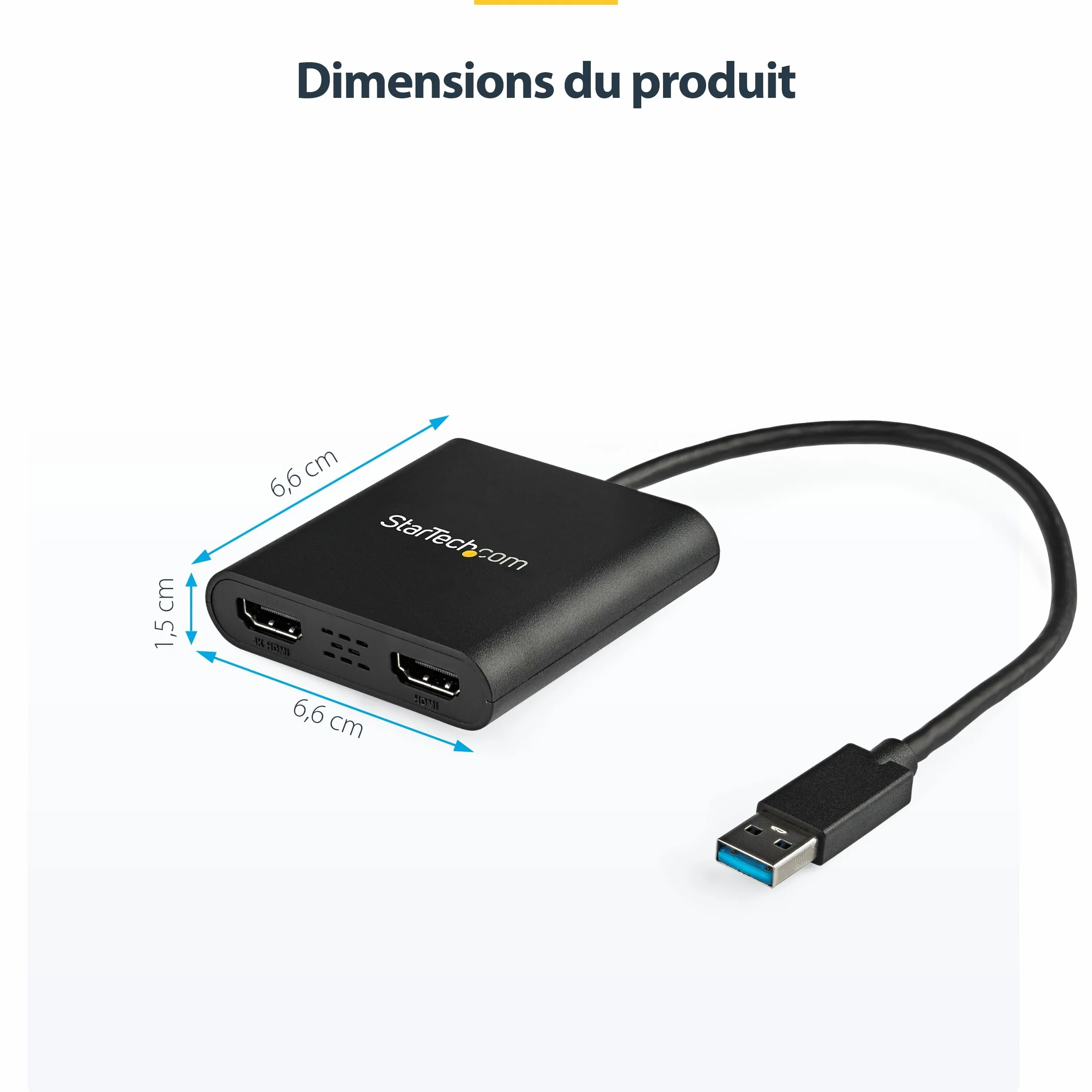 StarTech Adaptateur USB-A 3.0 vers Double HDMI 4K 30Hz 1080p 60Hz pour Double Écran
