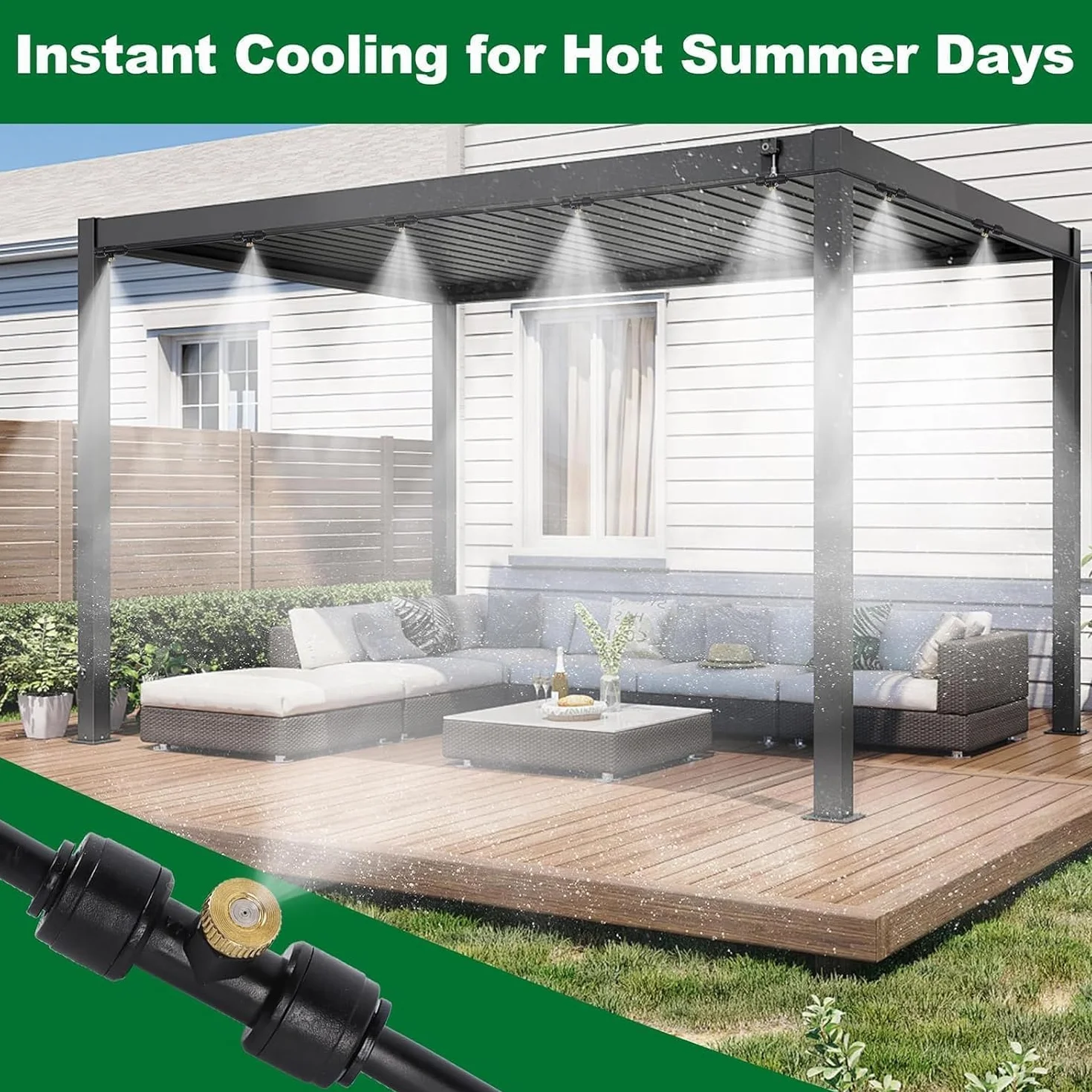 Kit d'Irrigation Brumisateur Terrasse Extérieur 8M avec Filtre à Eau, 10 Buses de Brume