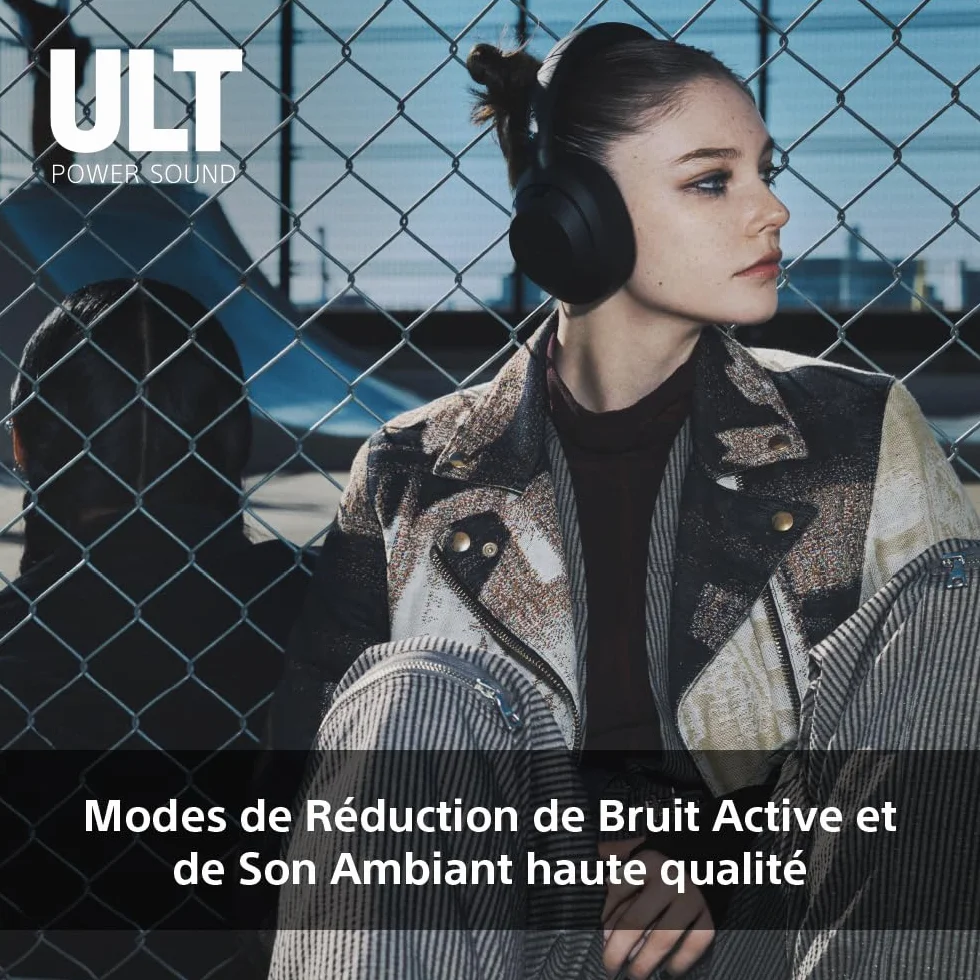 Sony ULT Wear Casque sans Fil Bluetooth ULT Power Sound Basses Profondes Réduction de Bruit Autonomie 30 Heures Noir