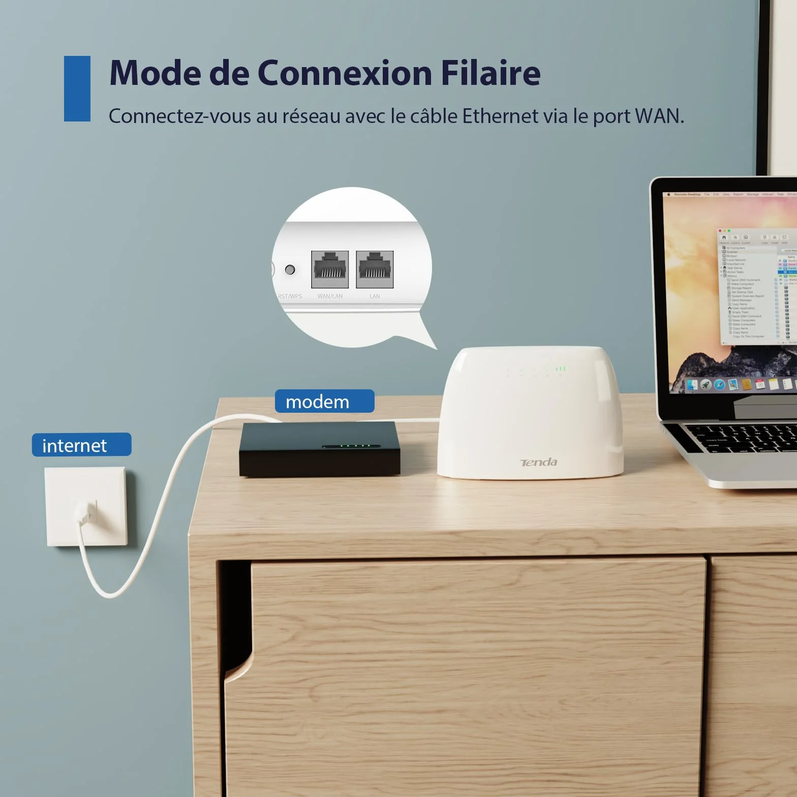Tenda Routeur 4G LTE 150Mbps WiFi 300Mbps Modem Carte SIM 4G03
