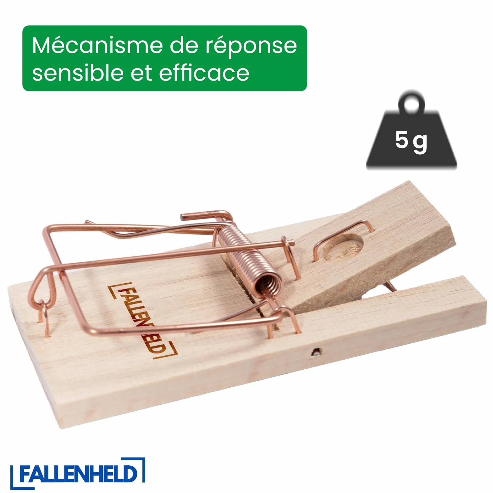 Pièges à Rats en Bois Lot de 5 - Tapette puissante sans Poison, Réutilisable