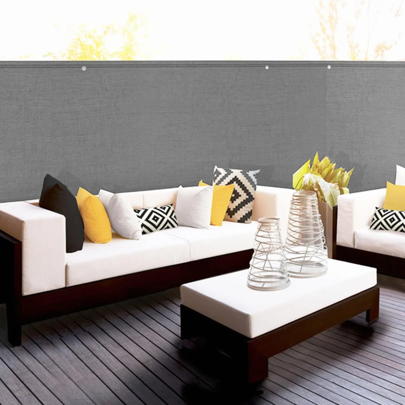 Brise Vue renforcé 1,5 x 10 M Gris Clair 220 GR/m² Luxe Pro