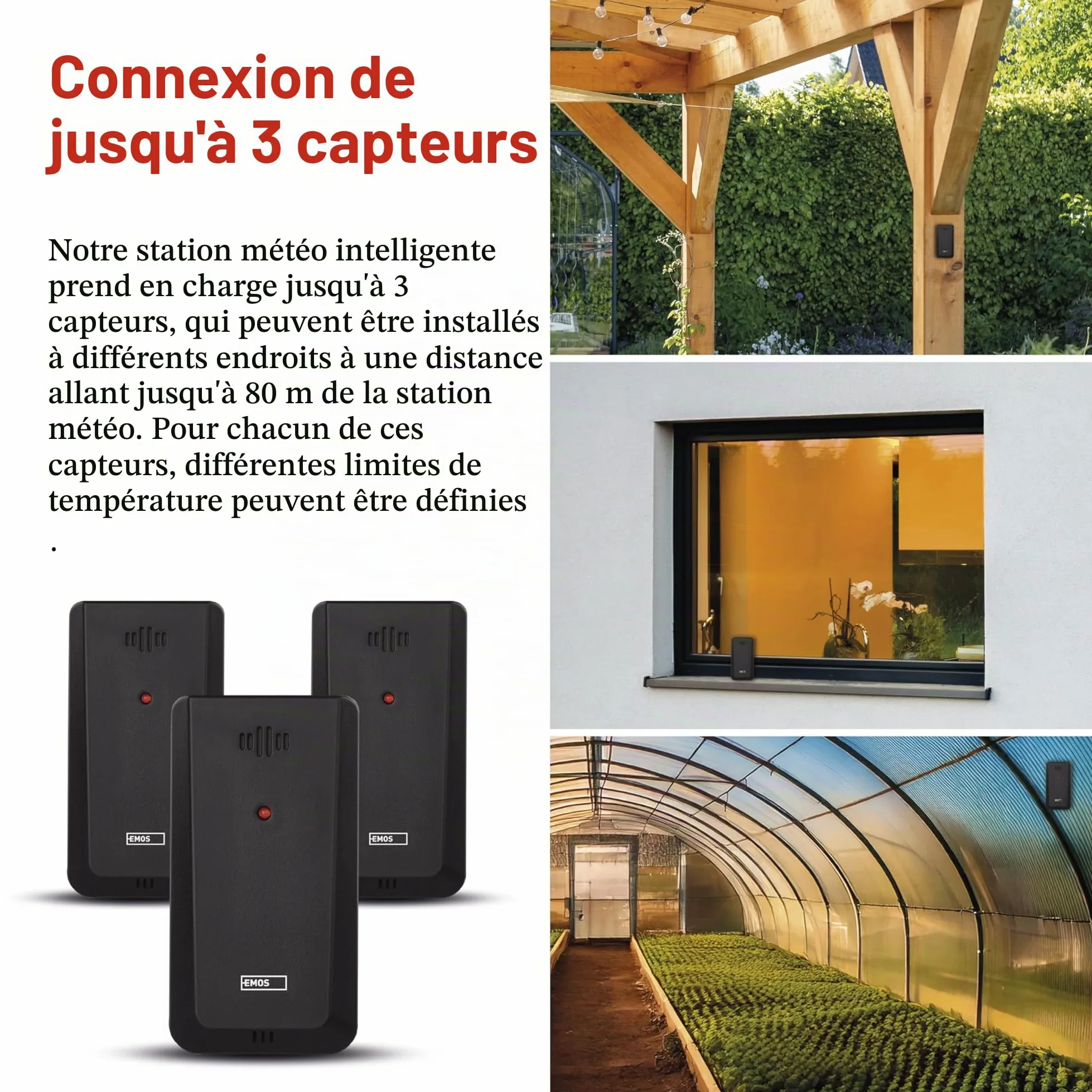 EMOS GoSmart - Station météo WiFi avec capteur extérieur sans fil et application - Écran couleur, prévisions météo sur 5 jours, thermomètre, hygromètre, horloge - Compatible Tuya, Smartlife - Avec