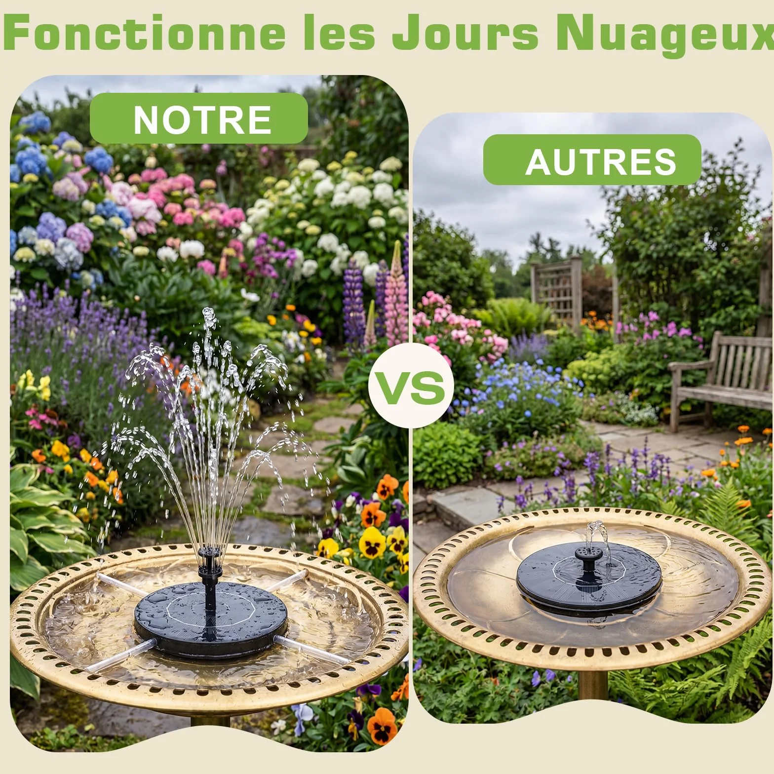 Fontaine Solaire Extérieur 3.5W Flottante Pompe Bassin avec Batterie 6 Buses Jardin