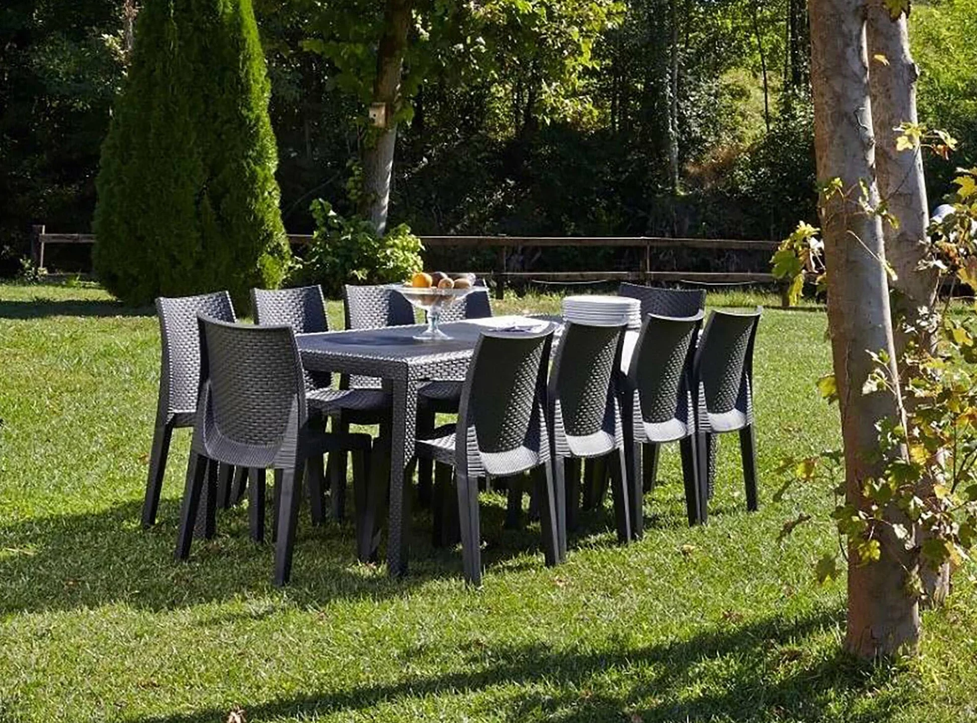 Dmora Table d'extérieur Roma extensible effet rotin 150/220x90x72 cm Anthracite