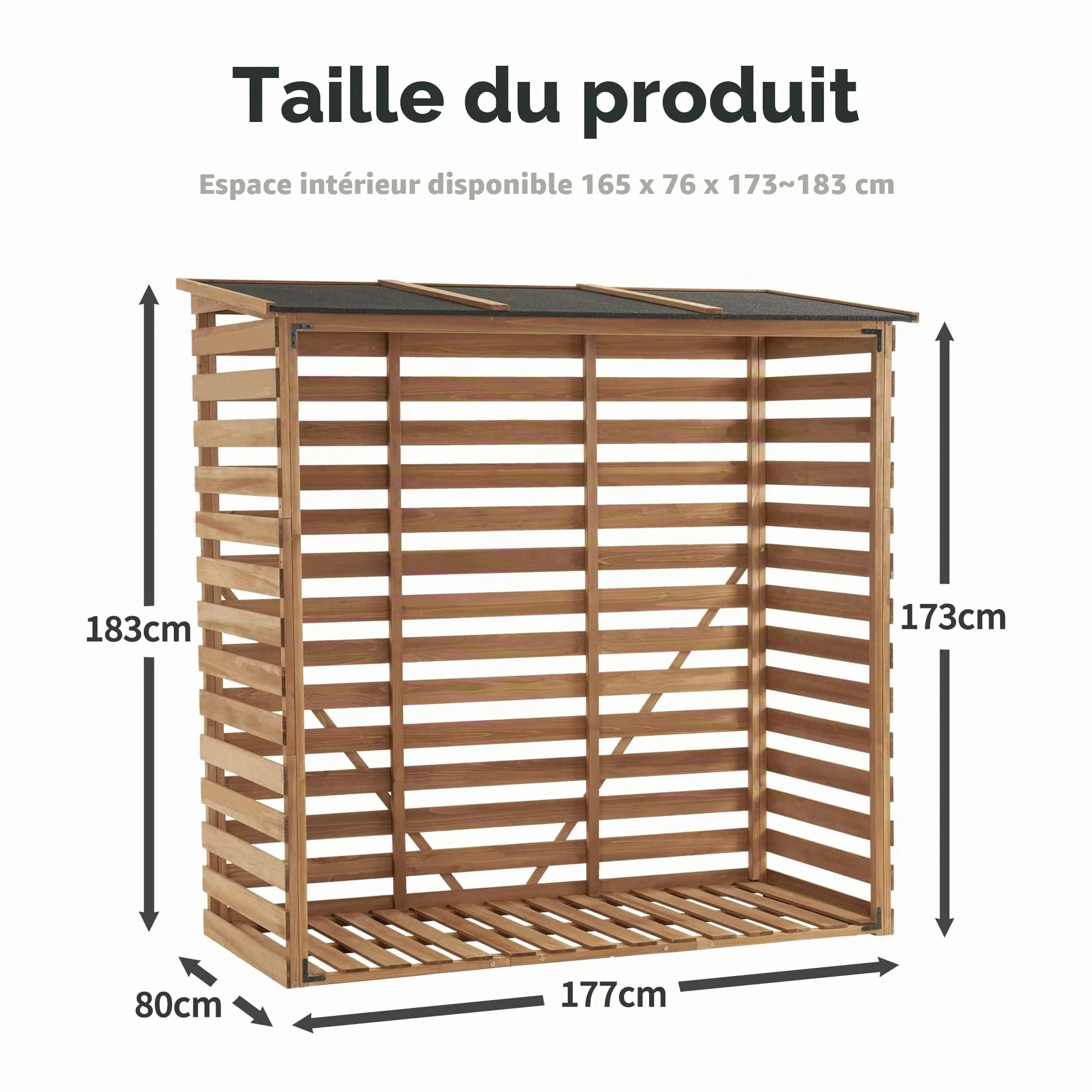 M MCombo Étagère à bois extérieure 90 × 185 × 186 CM avec couverture imperméable