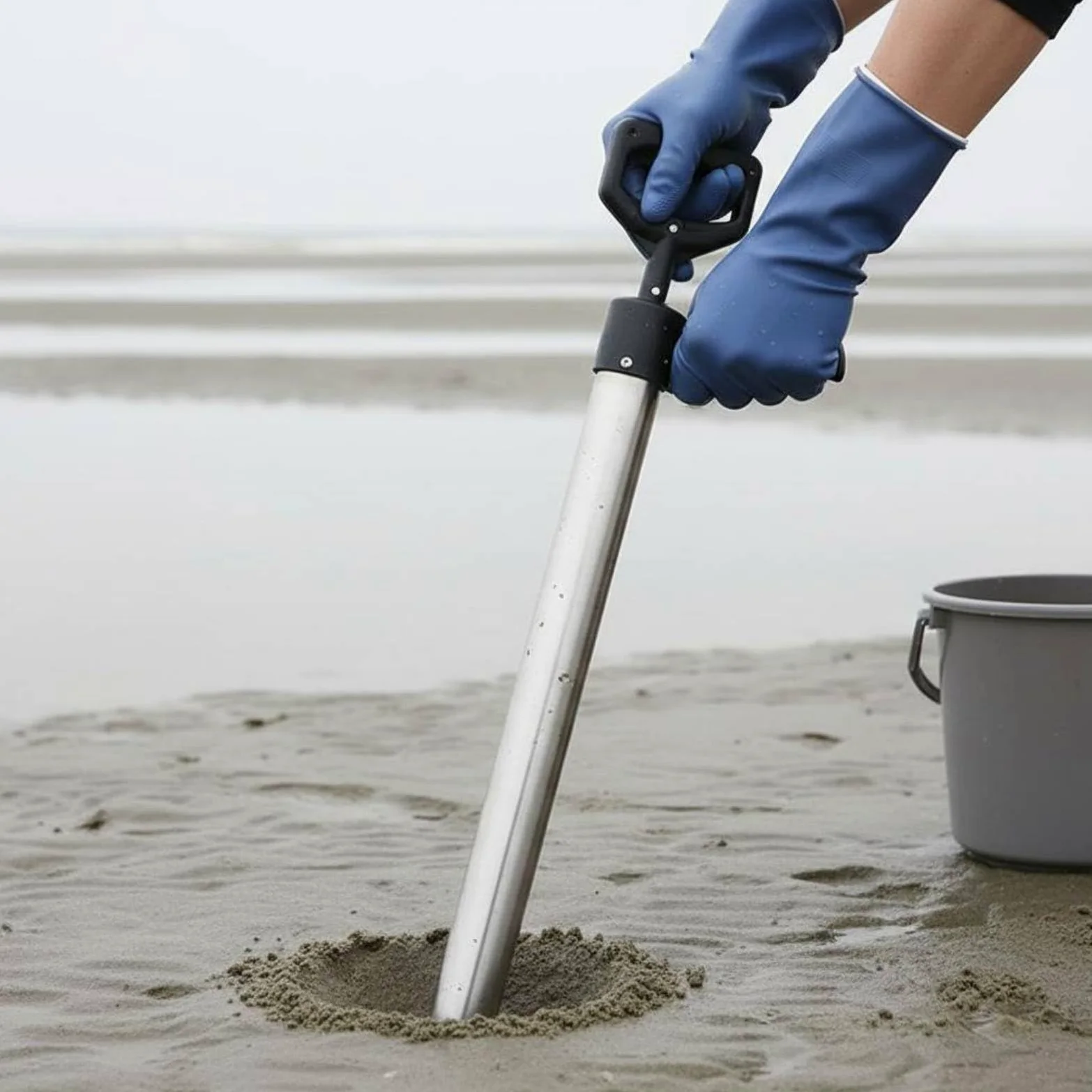2 Pièces Pompe à Crevettes Usage Intensif Extracteur de Crevettes Poignée Antidérapante Aspirateur à vers Marins pour Plage, Grand