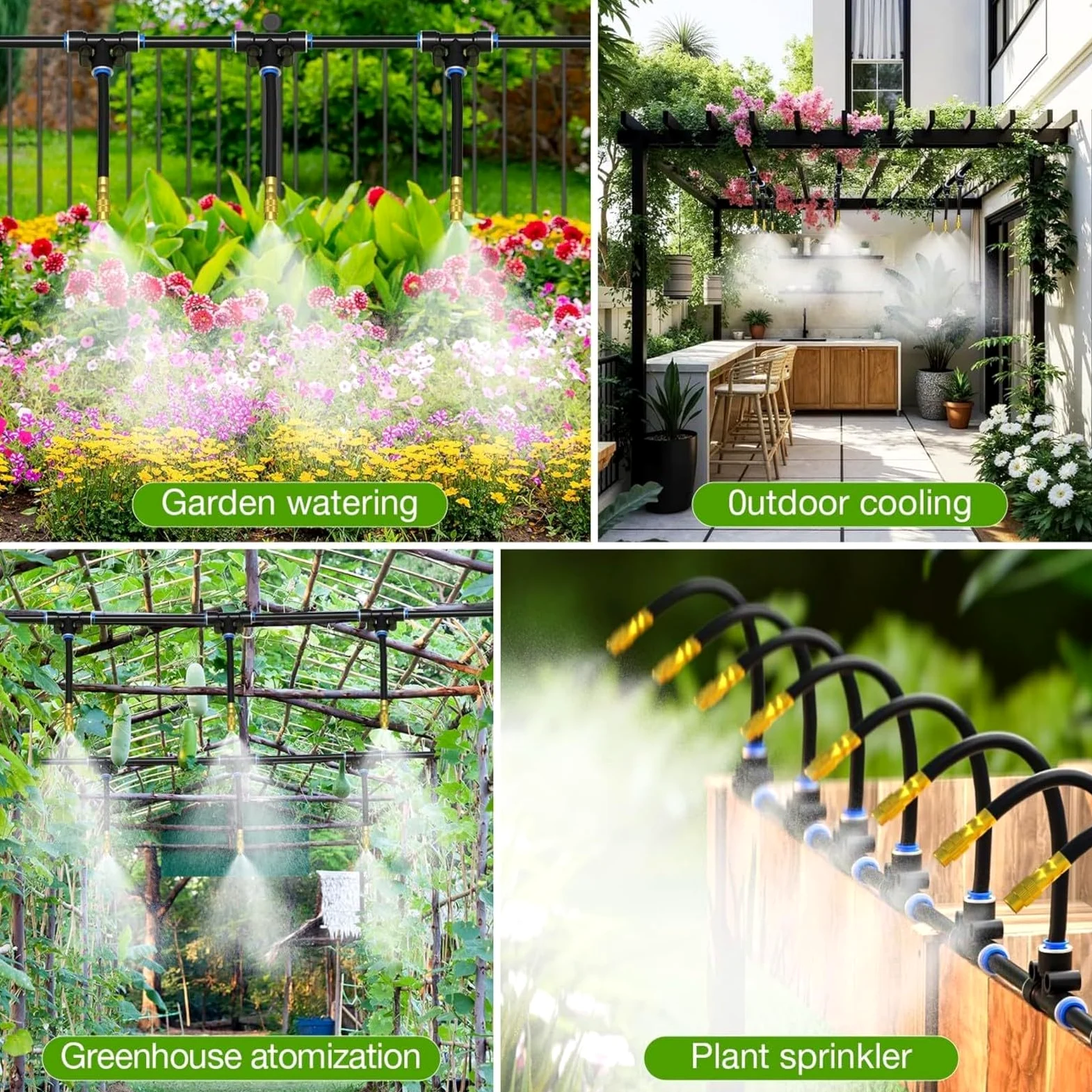 Système D’Arrosage Automatique 30m, 16 Buses Orientables, Kit de Brumisation 6mm en Laiton pour Jardin, Serre et Terrasse, Installation Sans Outil, Jusqu’à 80% d’Eau Économisée