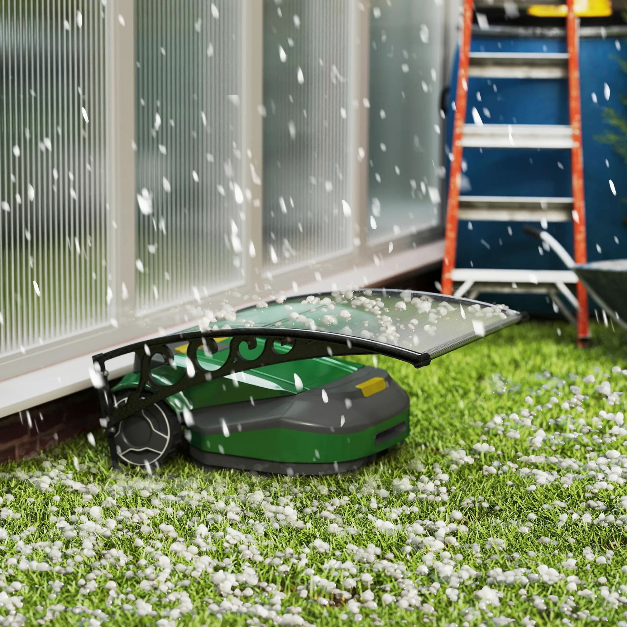 Toit de garage pour tondeuse robot - 103 x 81 x 33 cm - Grand espace - Protection contre la pluie et le soleil - En métal - Résistant aux intempéries - Pour la plupart des robots à gazon