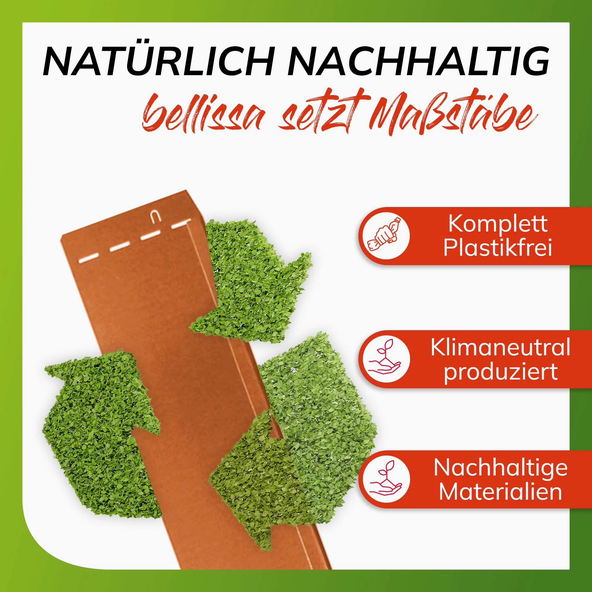 bellissa 20 pièce Bordure de Jardin & pelouse CORTEN en métal - 91012 - Acier corten Brillant - 118 x 20 cm, Longueur d'utilisation 23 m - avec Technique d'assemblage brevetée