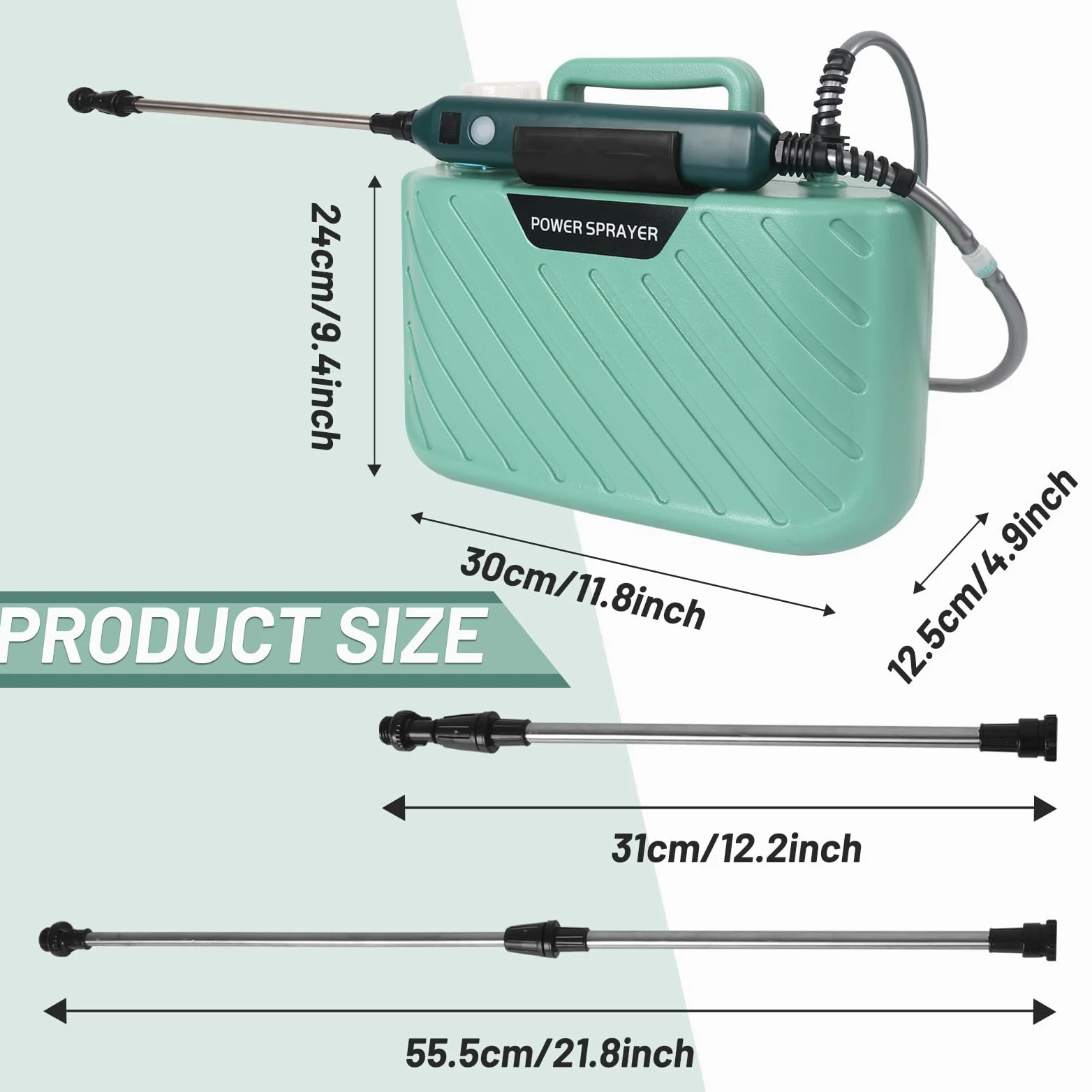 Pulvérisateur Électrique 5L 2400mAh pour Plantes avec Lance Télescopique Rechargeable (Vert)