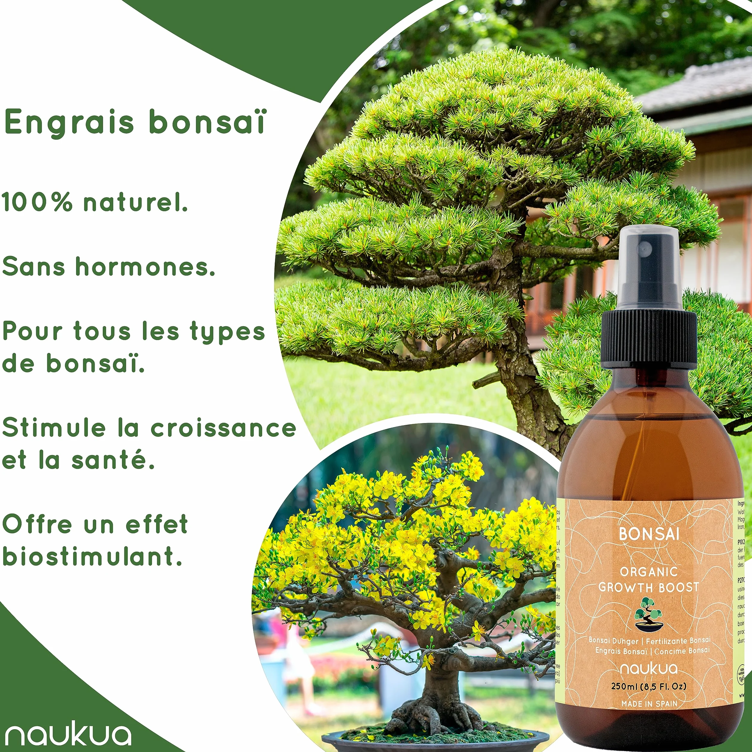Engrais Liquide Bio pour Bonsaïs 100% Naturel Spray Prêt à l'emploi 250ml