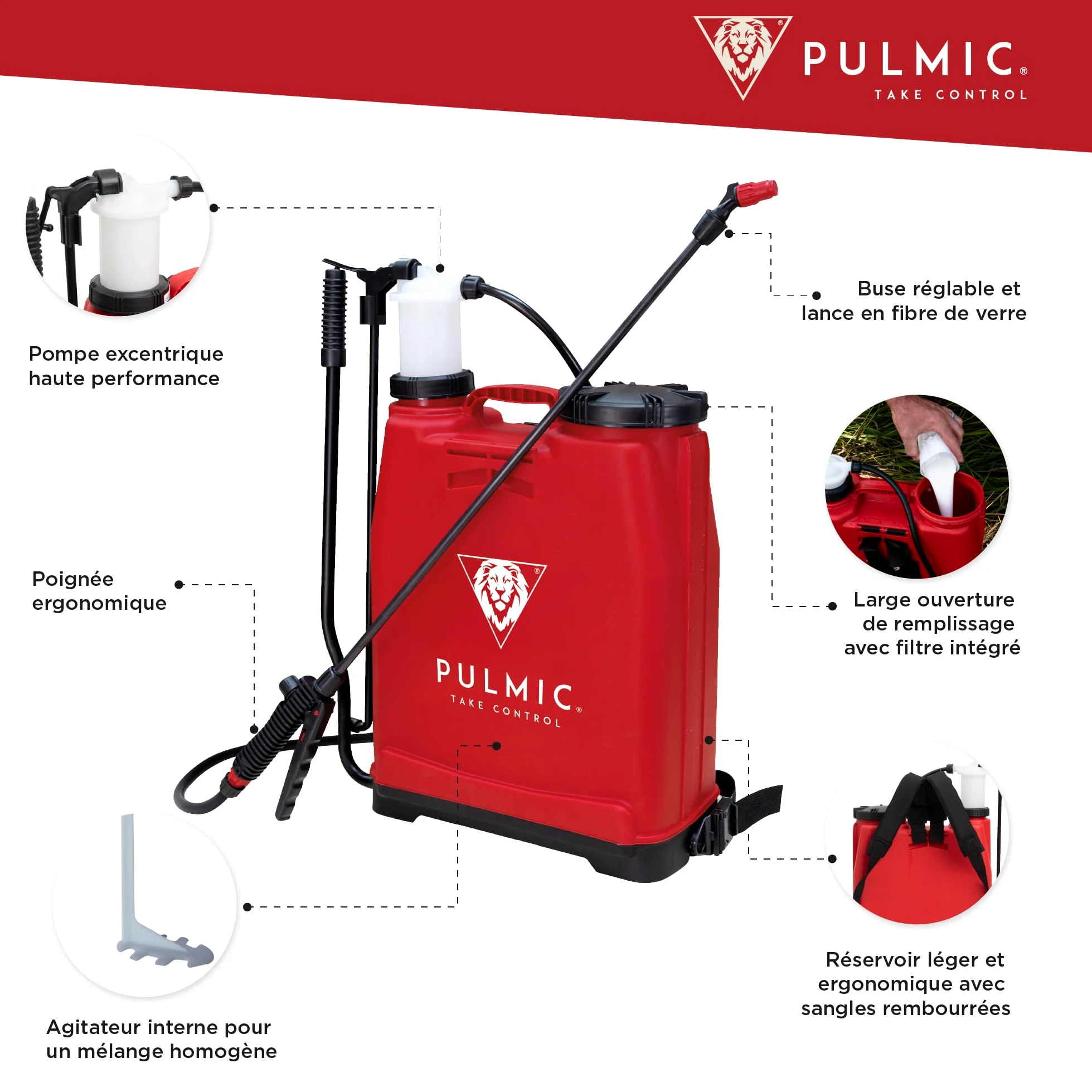 Pulmic Raptor 16 Advance Pulvérisateur à Dos pour pelouse et Jardin, pulvérisateur Manuel pour Mauvaises Herbes, Pompe Manuelle avec Faible Usure, pulvérisateur à Sac à Dos de 10l